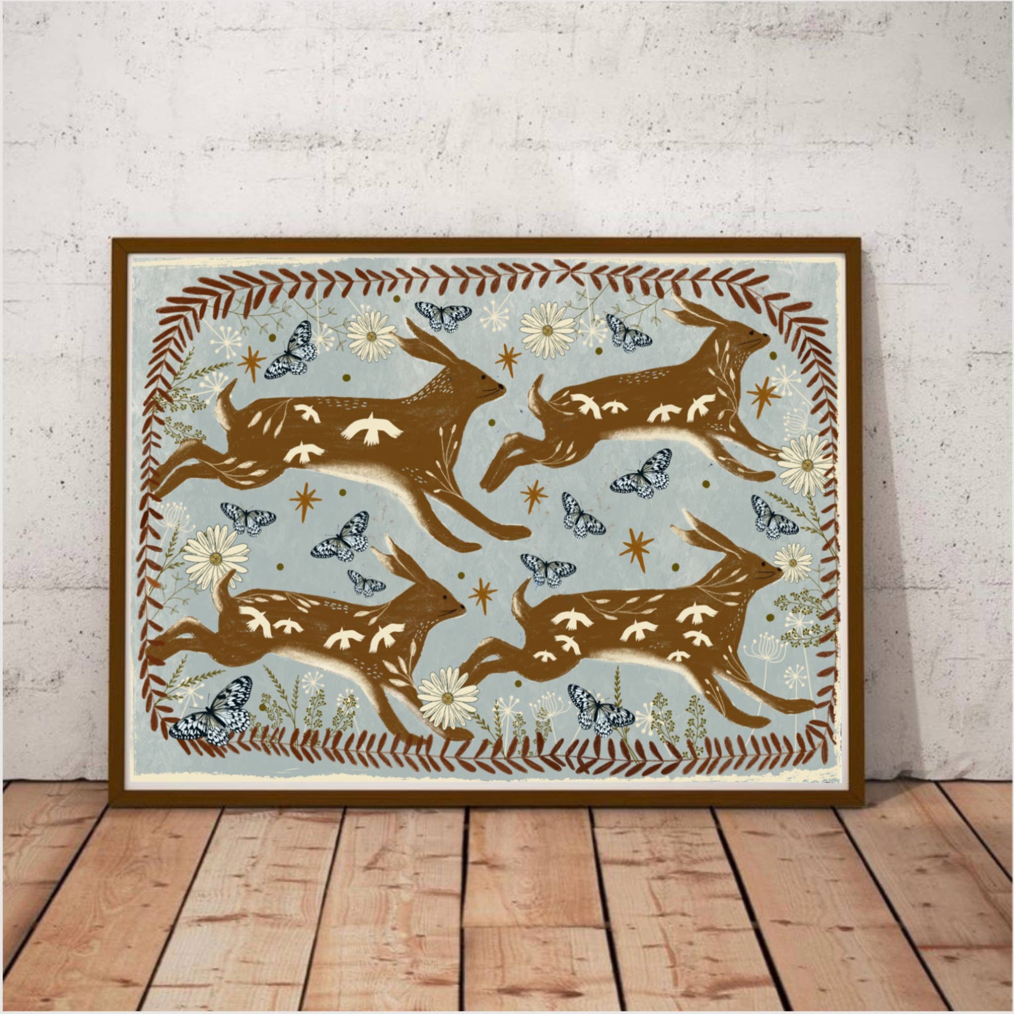 Hares in spring print: A4