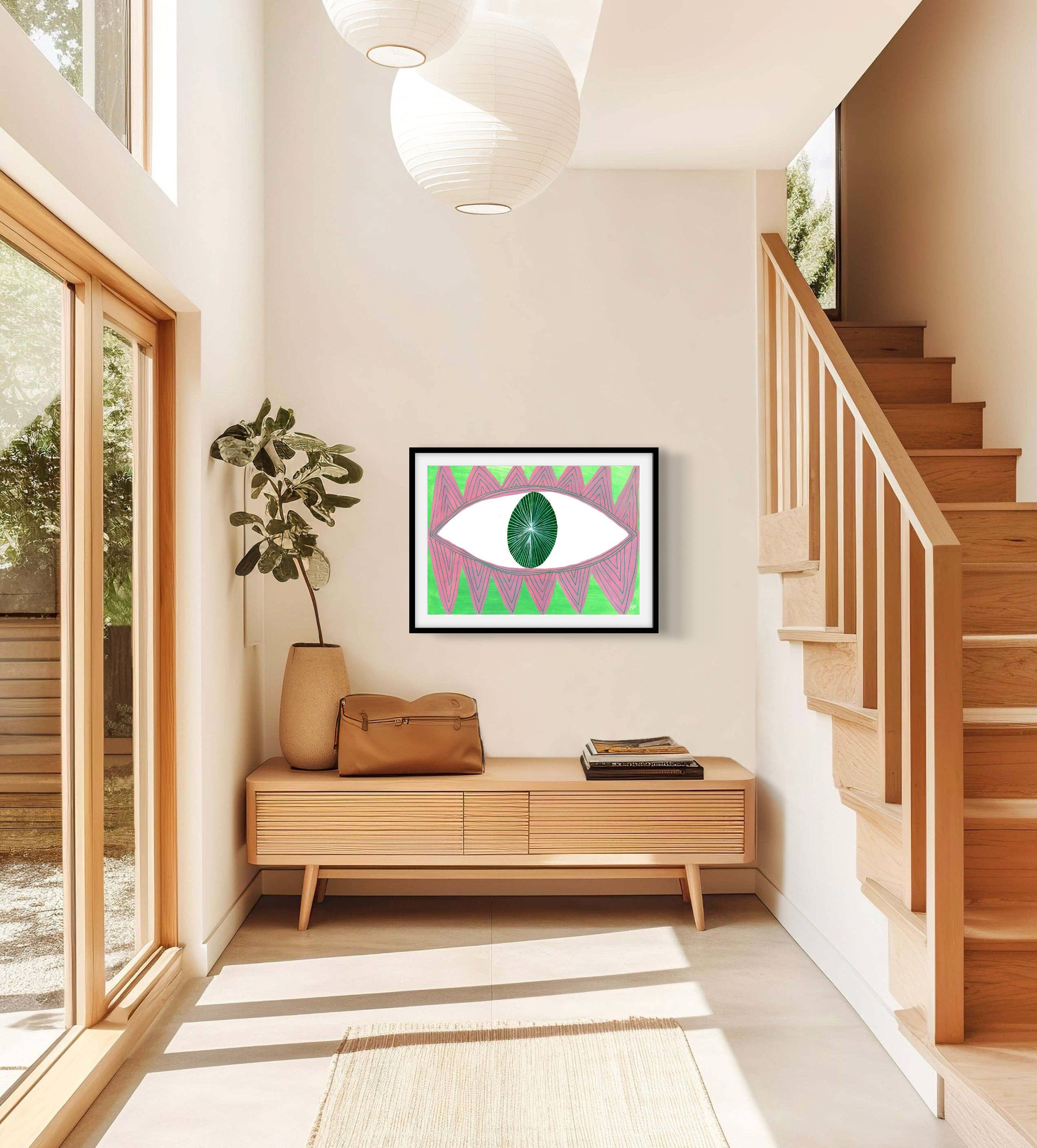 Pink Eye Contemporary Art Print: A3