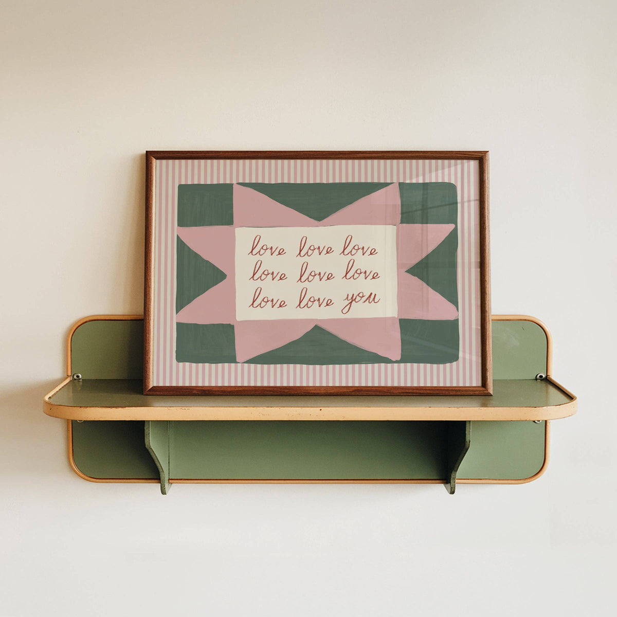 Love Love Love Love You Print: Green / Unframed / A4