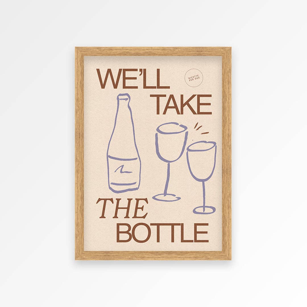 Wine print brown A4 on gallery wall