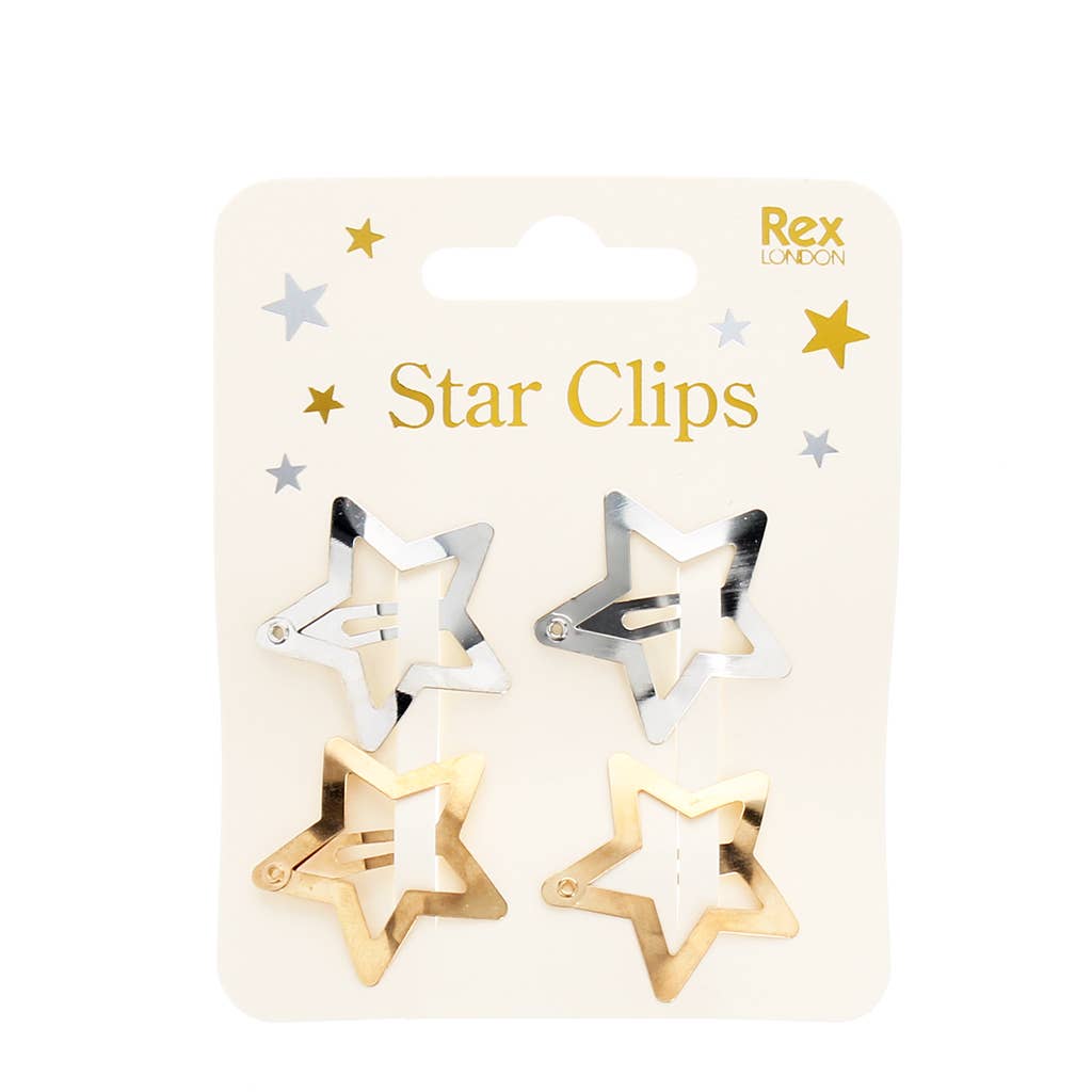 Star hair clips (set of 4) - Gold and silver