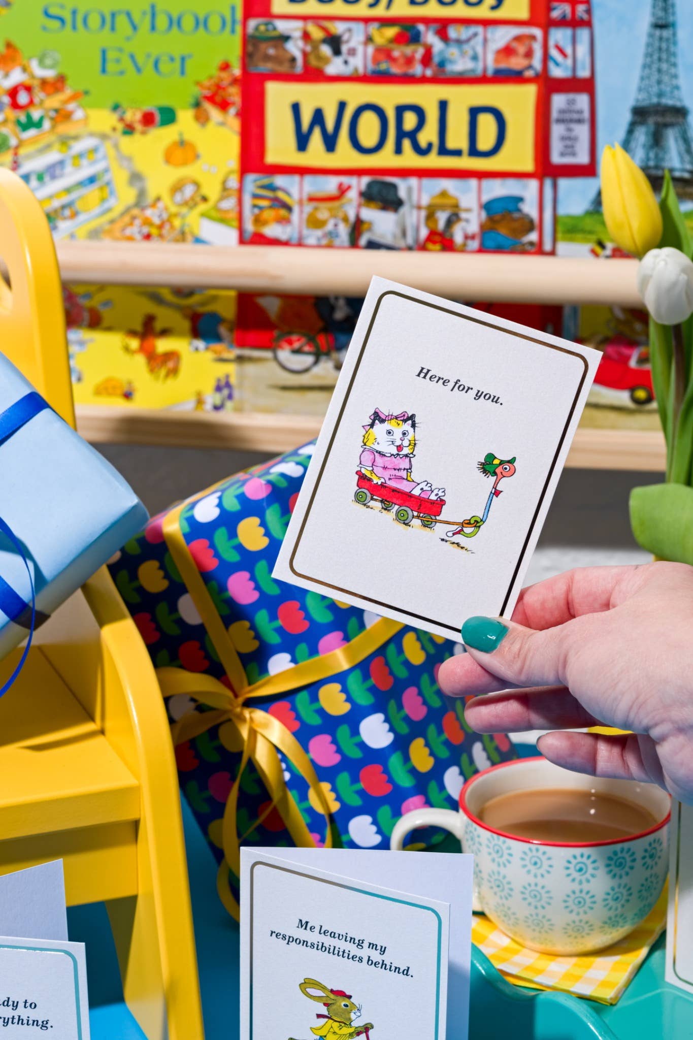 Worry - Gold Foil - Mini Card by Richard Scarry