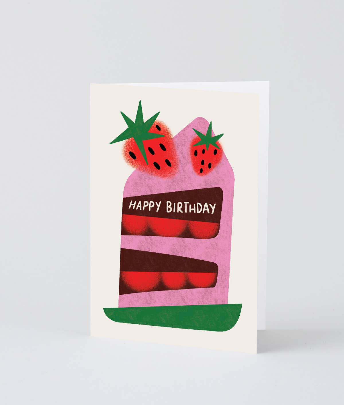 Happy Birthday Strawberry Cake Embossed Greeting Card