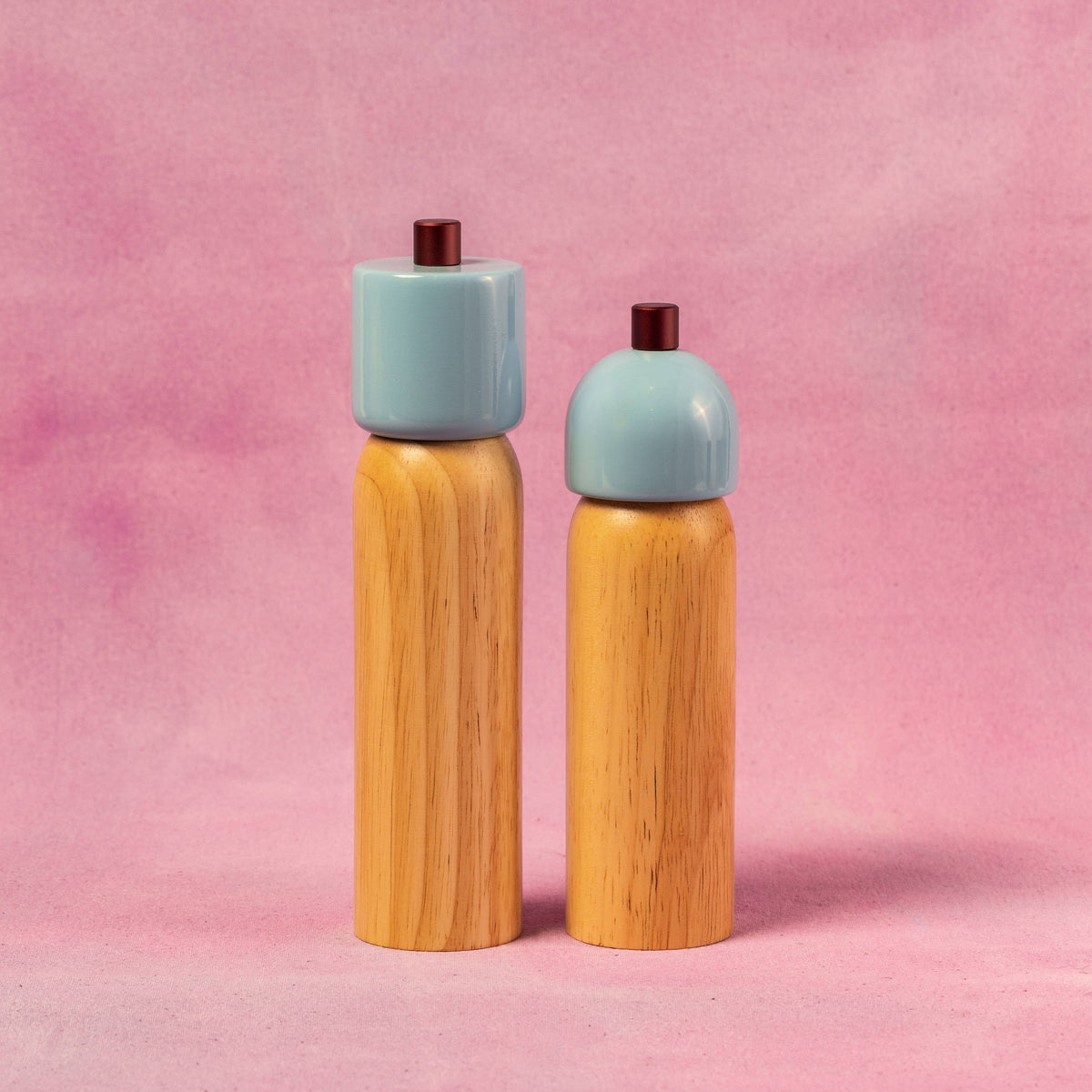 Salt & Pepper Grinder - Light Blue & Burgundy: Medium