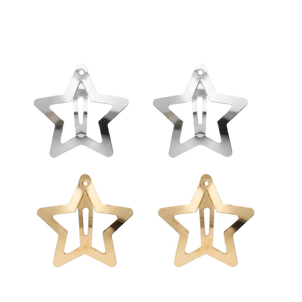 Star hair clips (set of 4) - Gold and silver