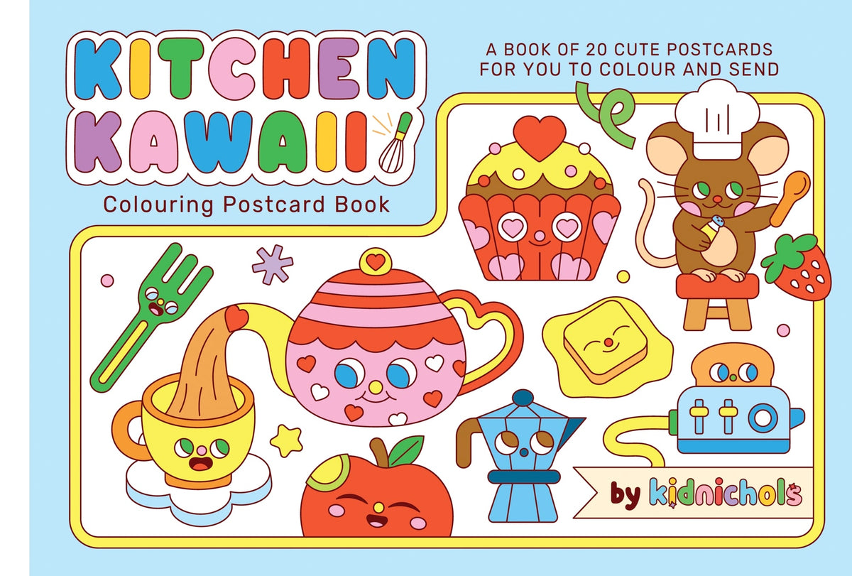 Kitchen Kawaii Colouring Postcard Book cover