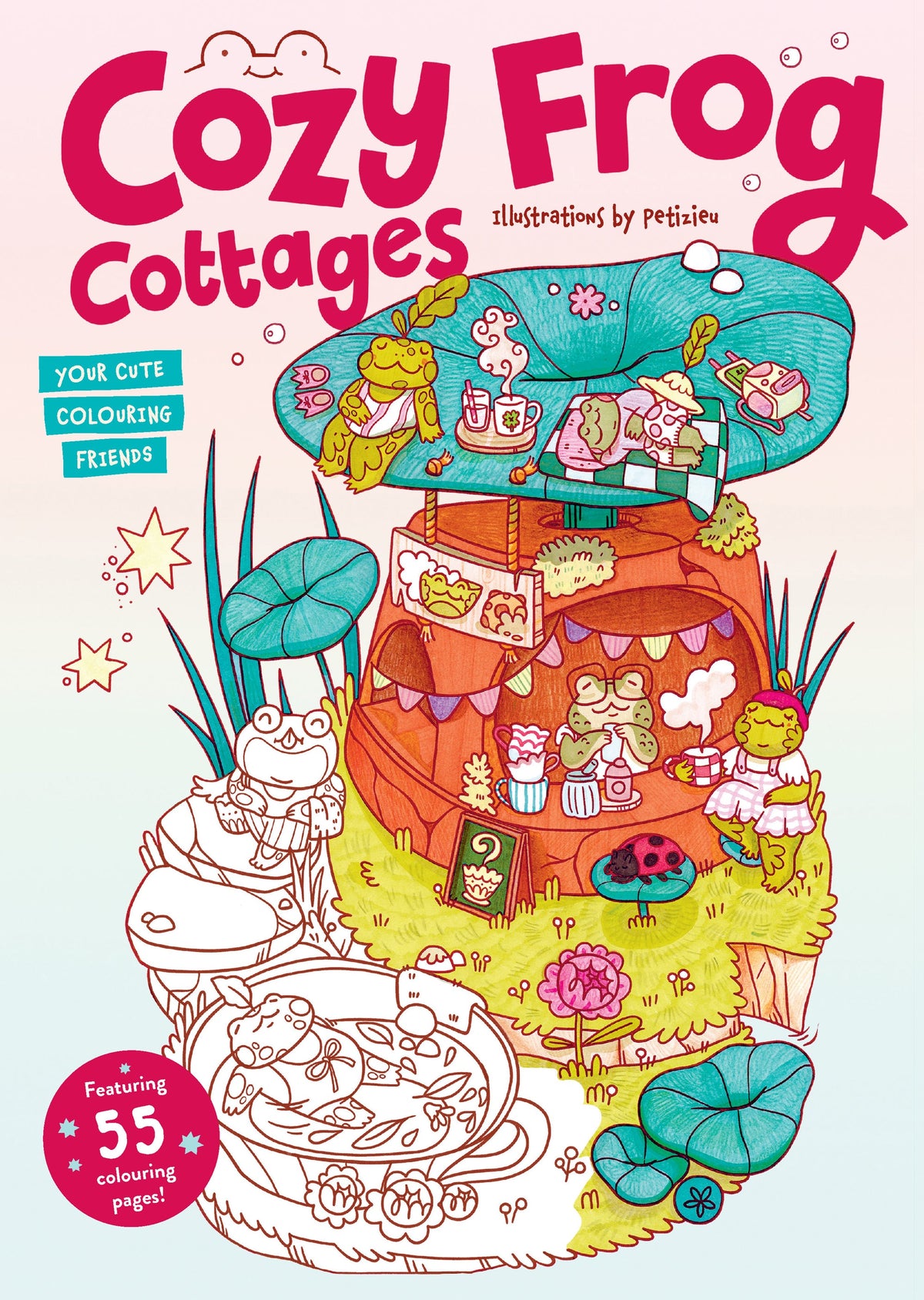 Cozy Frog Cottages Colouring Book cover