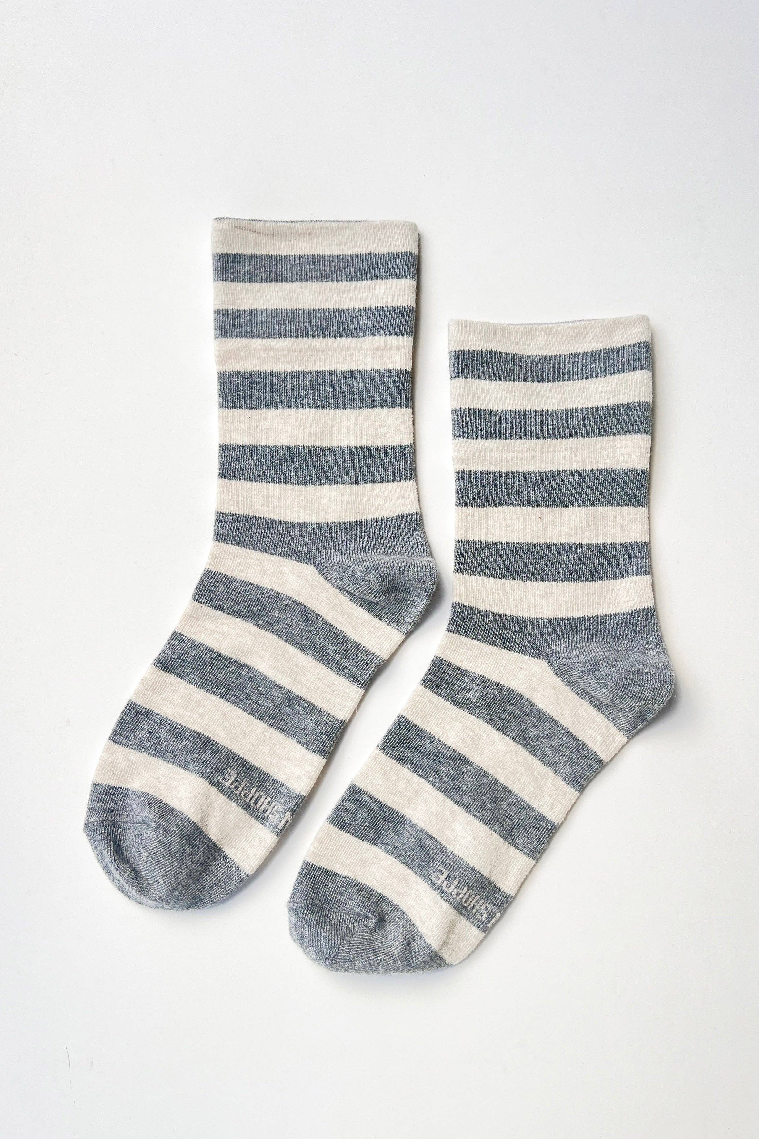 Le Bon Shoppe Wide Wally Socks - Navy Stripe