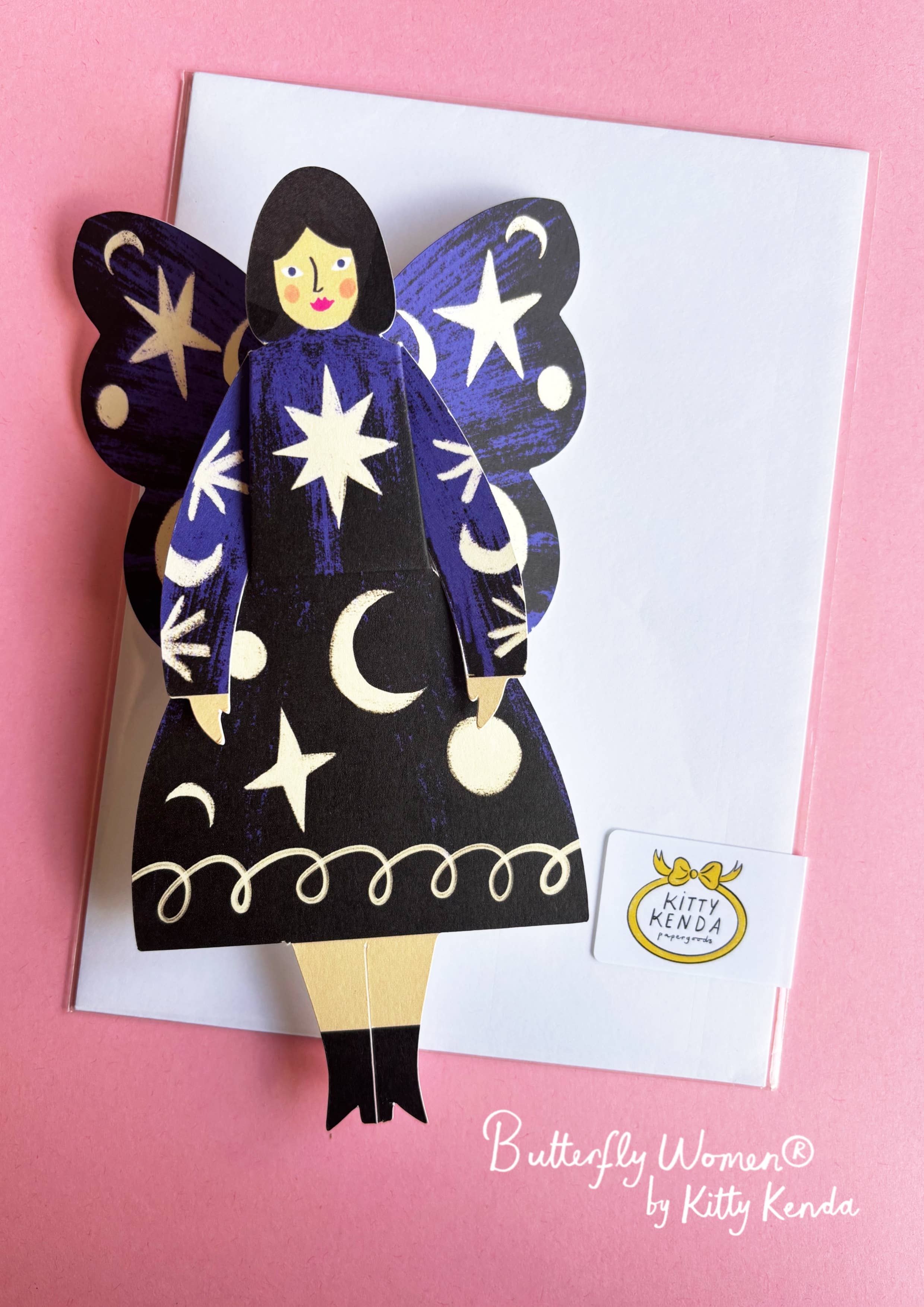 Butterfly Woman Sitting Greeting Card - Cosmic 