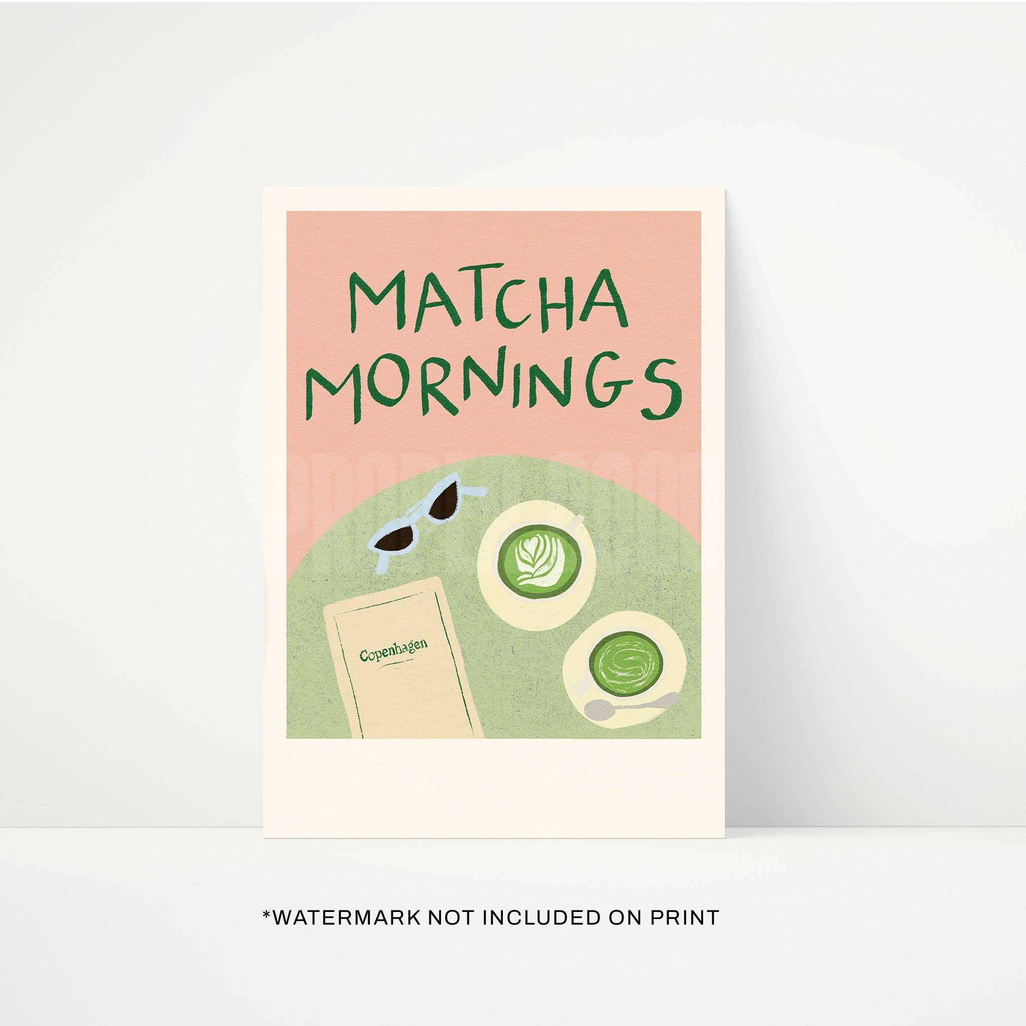 Matcha Mornings Copenhagen print A5 by Proper Good — cafe wall art