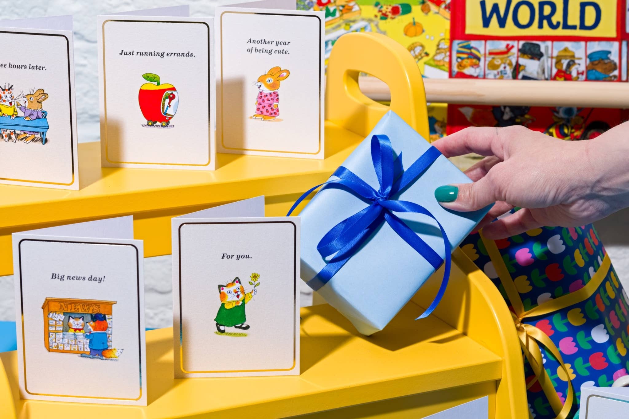 Worry - Gold Foil - Mini Card by Richard Scarry