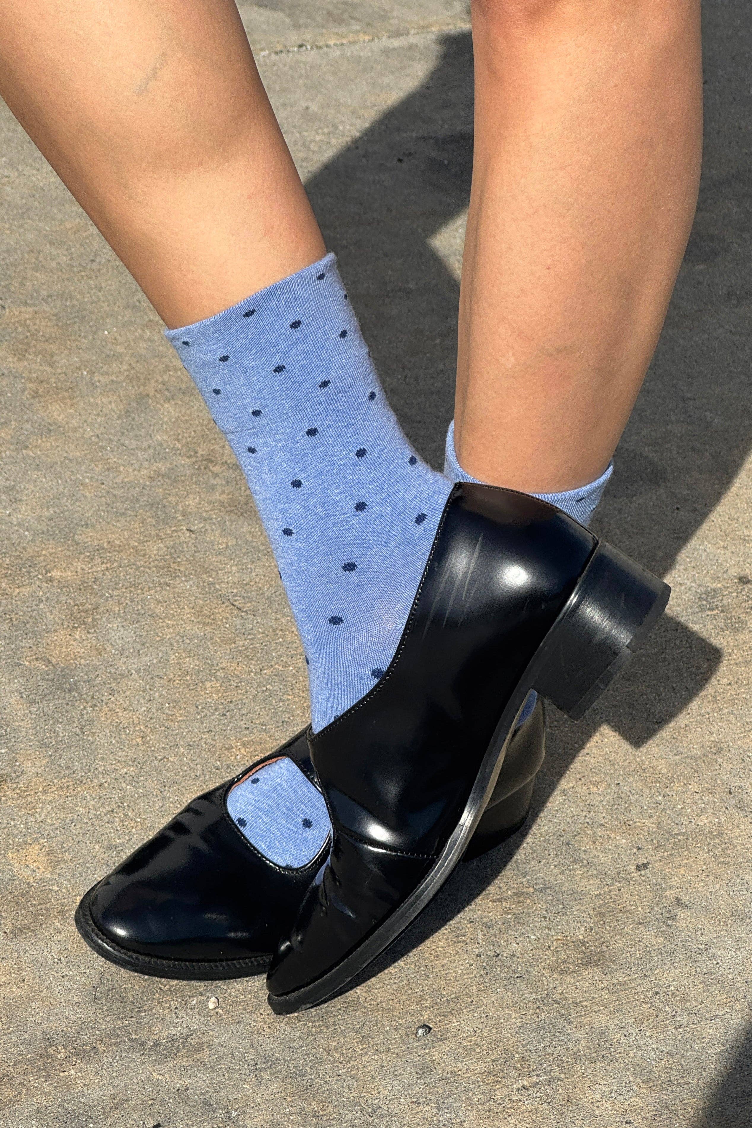 Patterned Sneaker Socks - POLKA DOT - BLUE/NAVY