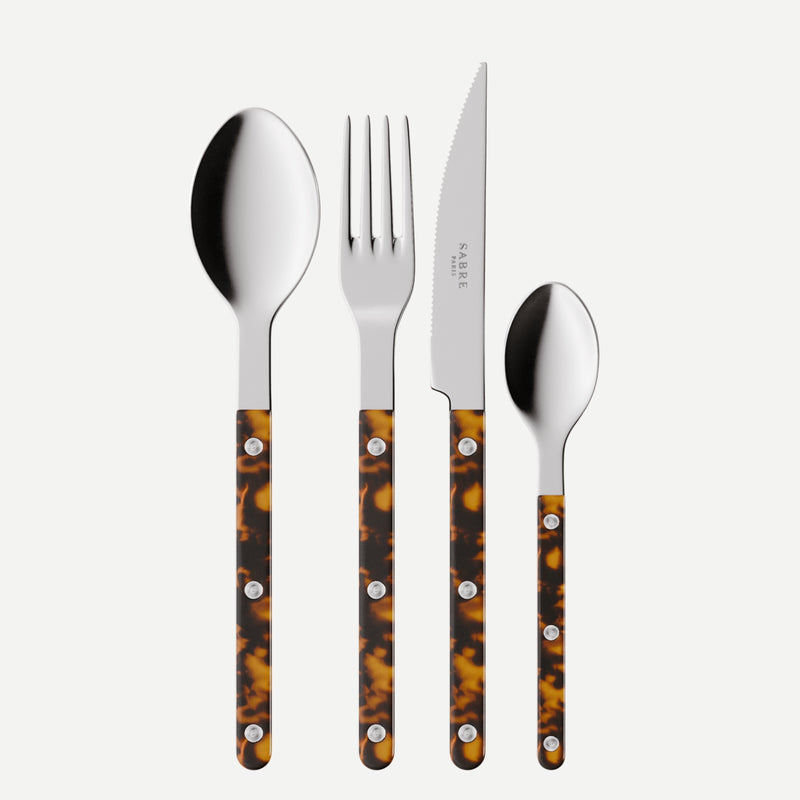 Sabre Paris Bistrot 4 piece cutlery set in tortoiseshell