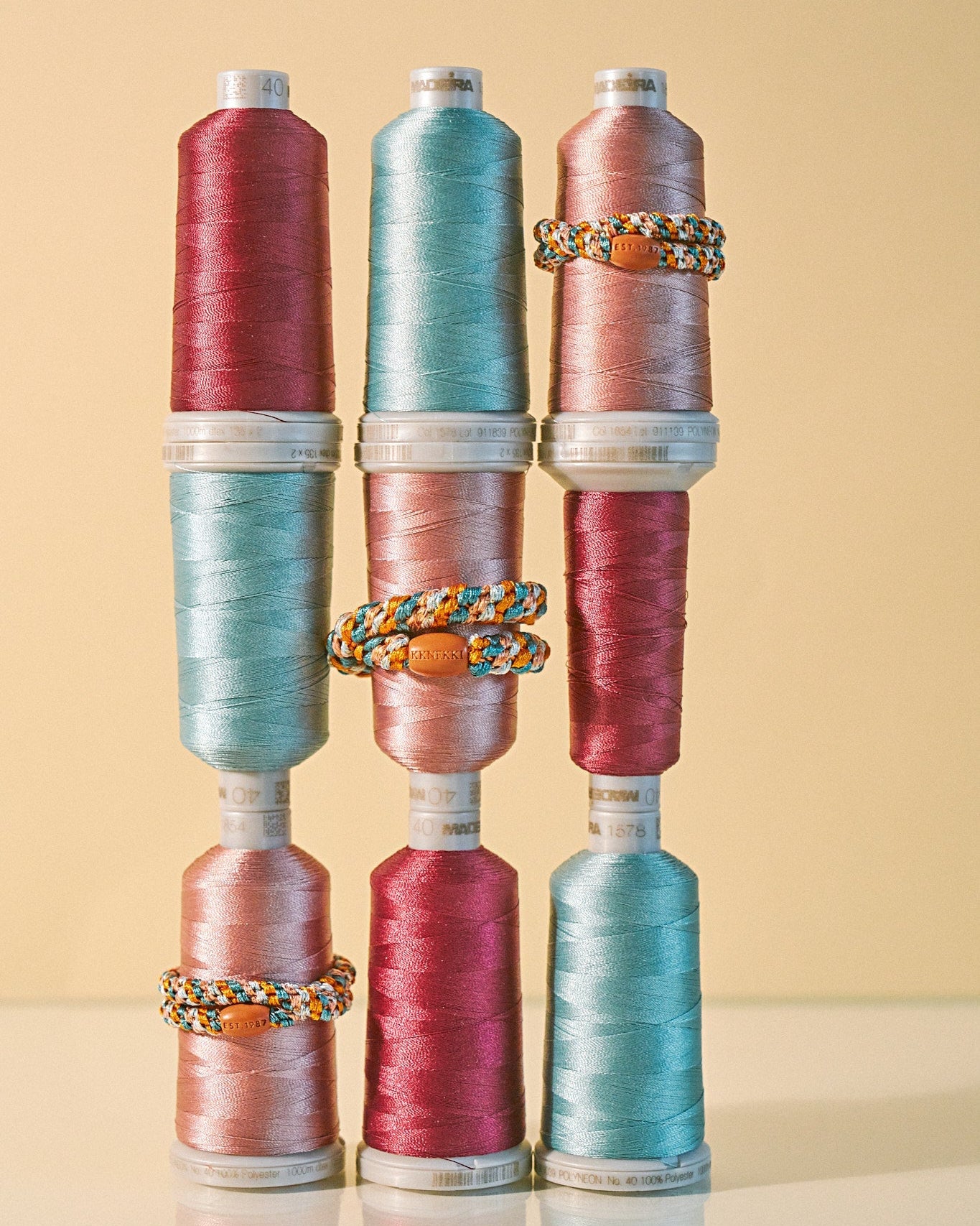 KKNEKKI Mix Terracotta Teal Hair Bobble lifestyle shot