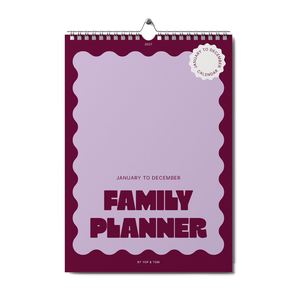 2027 A3 family planner calendar, Bold Year design