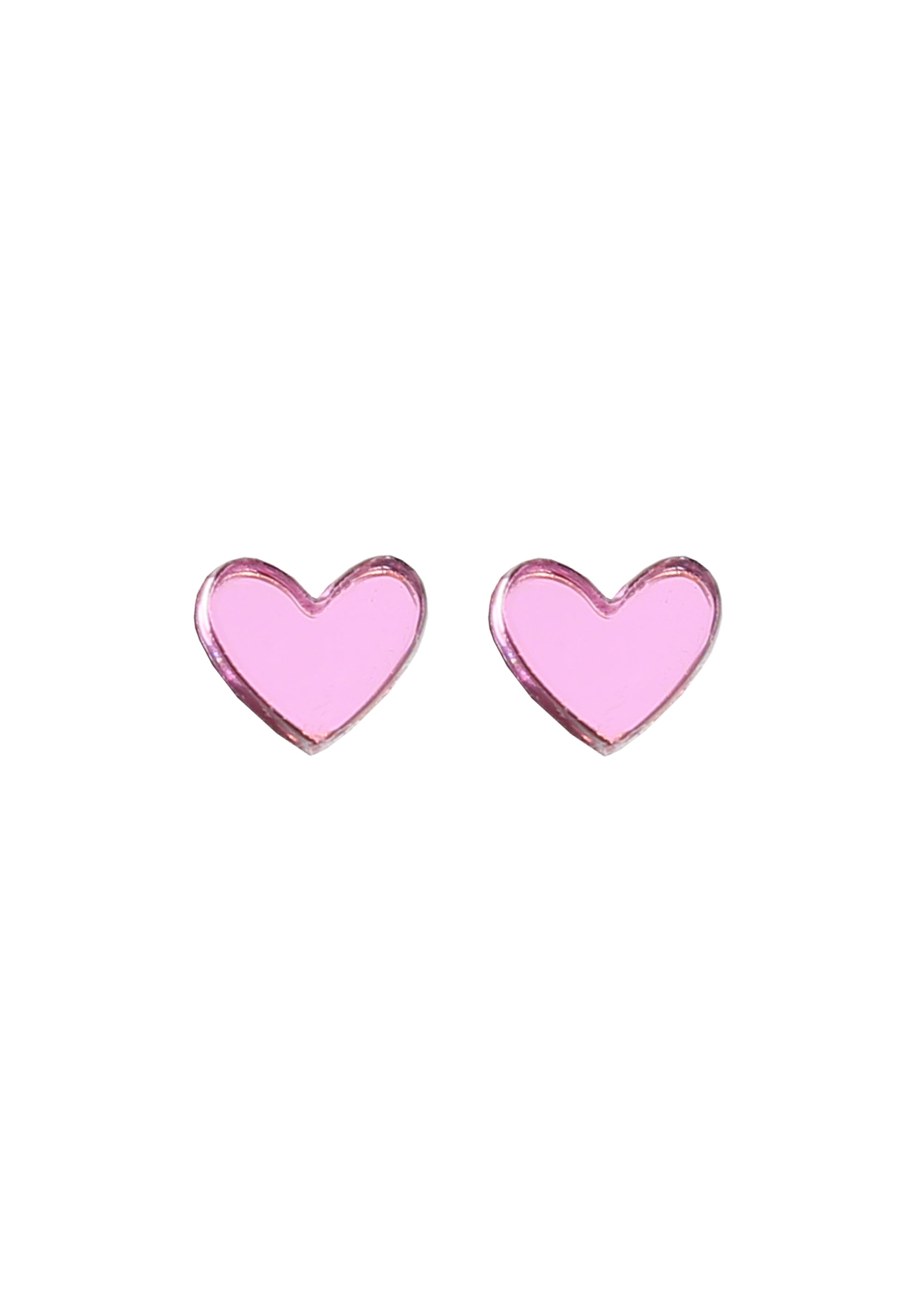 Mini Heart Studs - Pink
