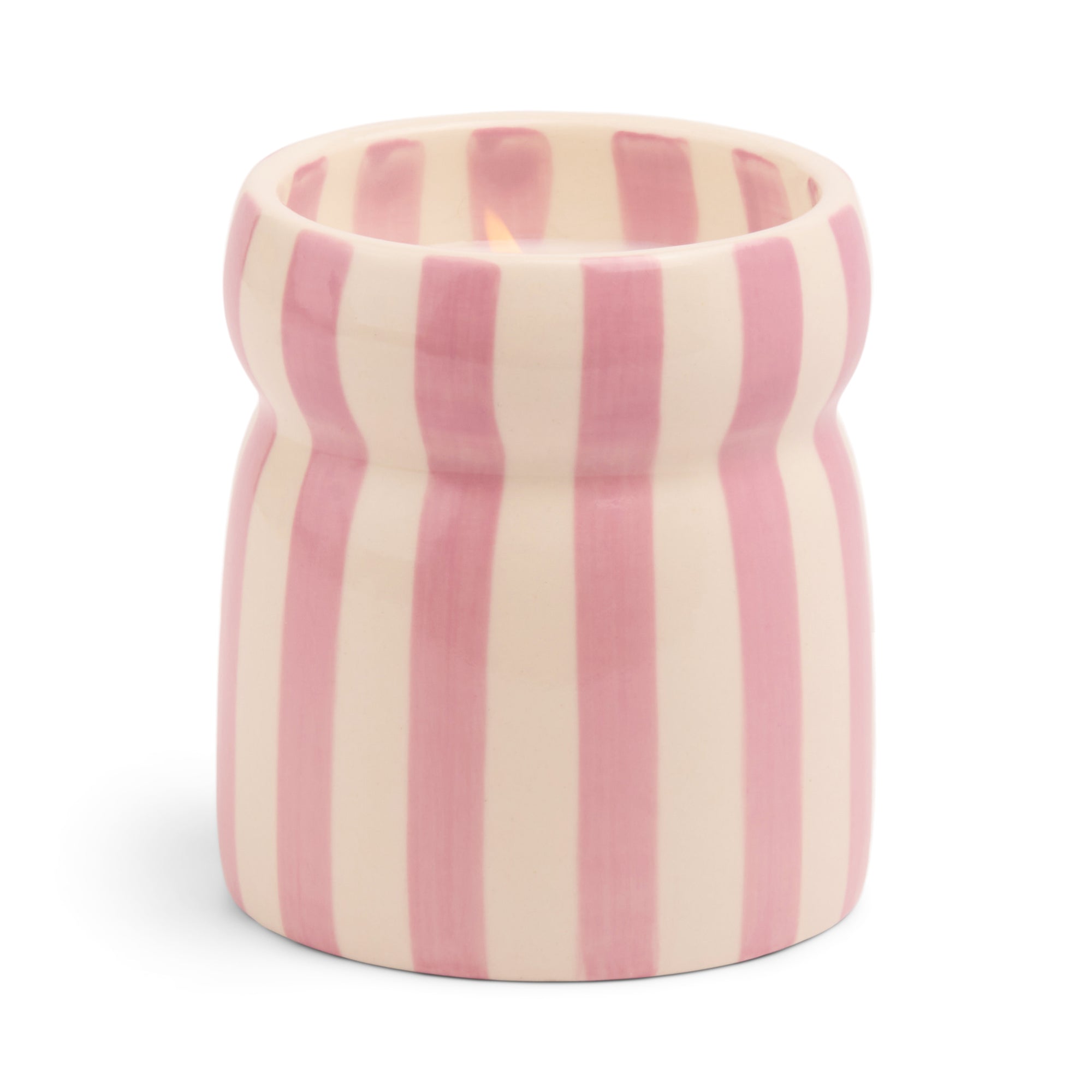 Cabana Lavender Stripe Ceramic Candle Grecian Sand