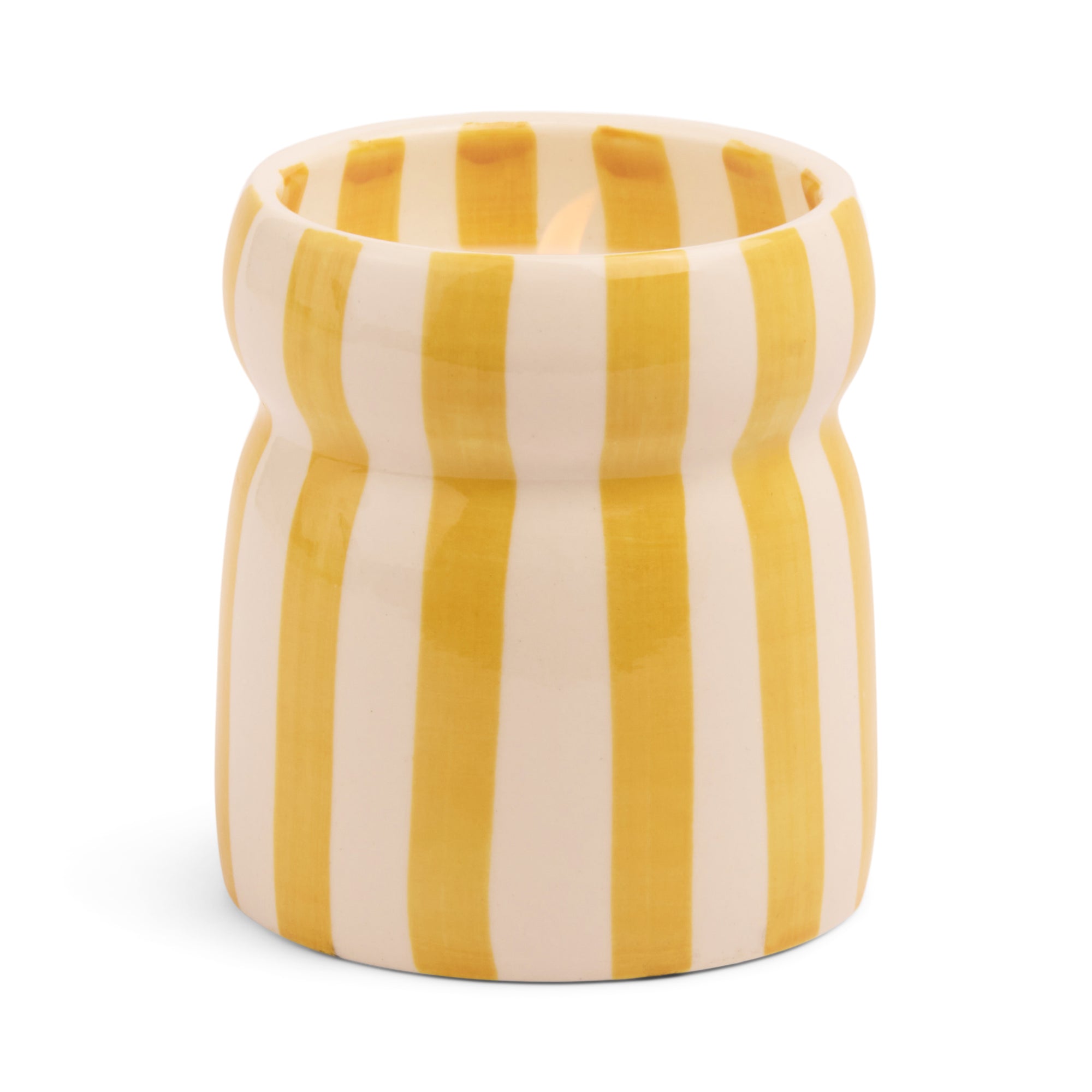 Ochre Striped Ceramic Candle - Gold Coast