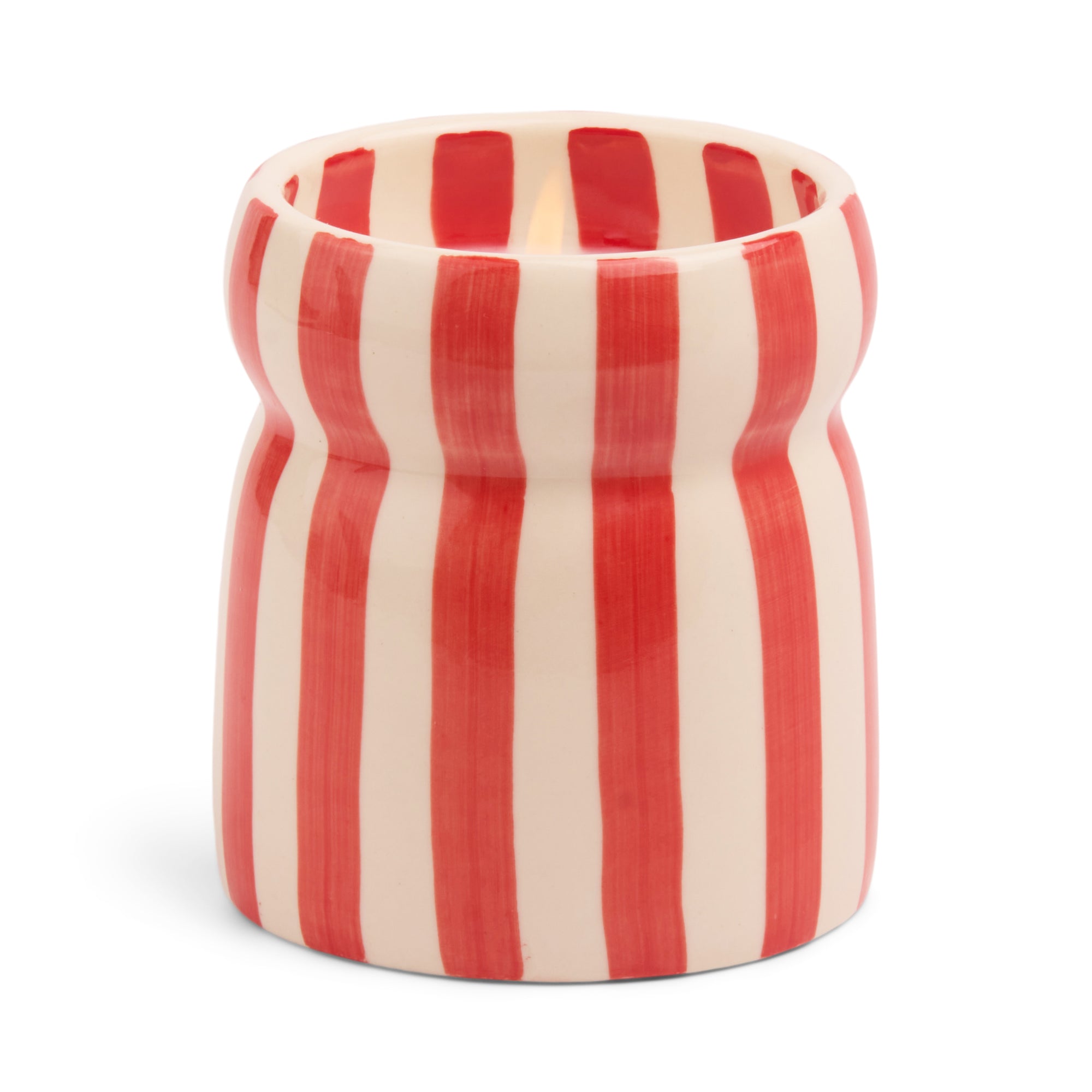 Red Striped Ceramic Candle - Hibiscus Bay