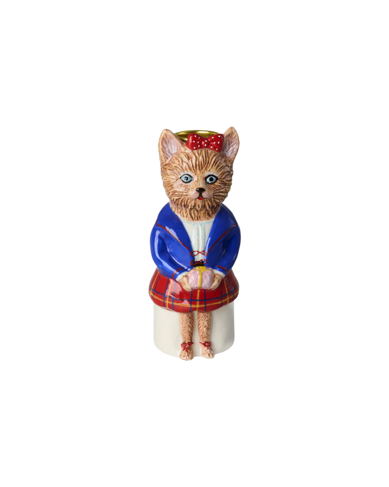 Cat in a Kilt Candle Holder