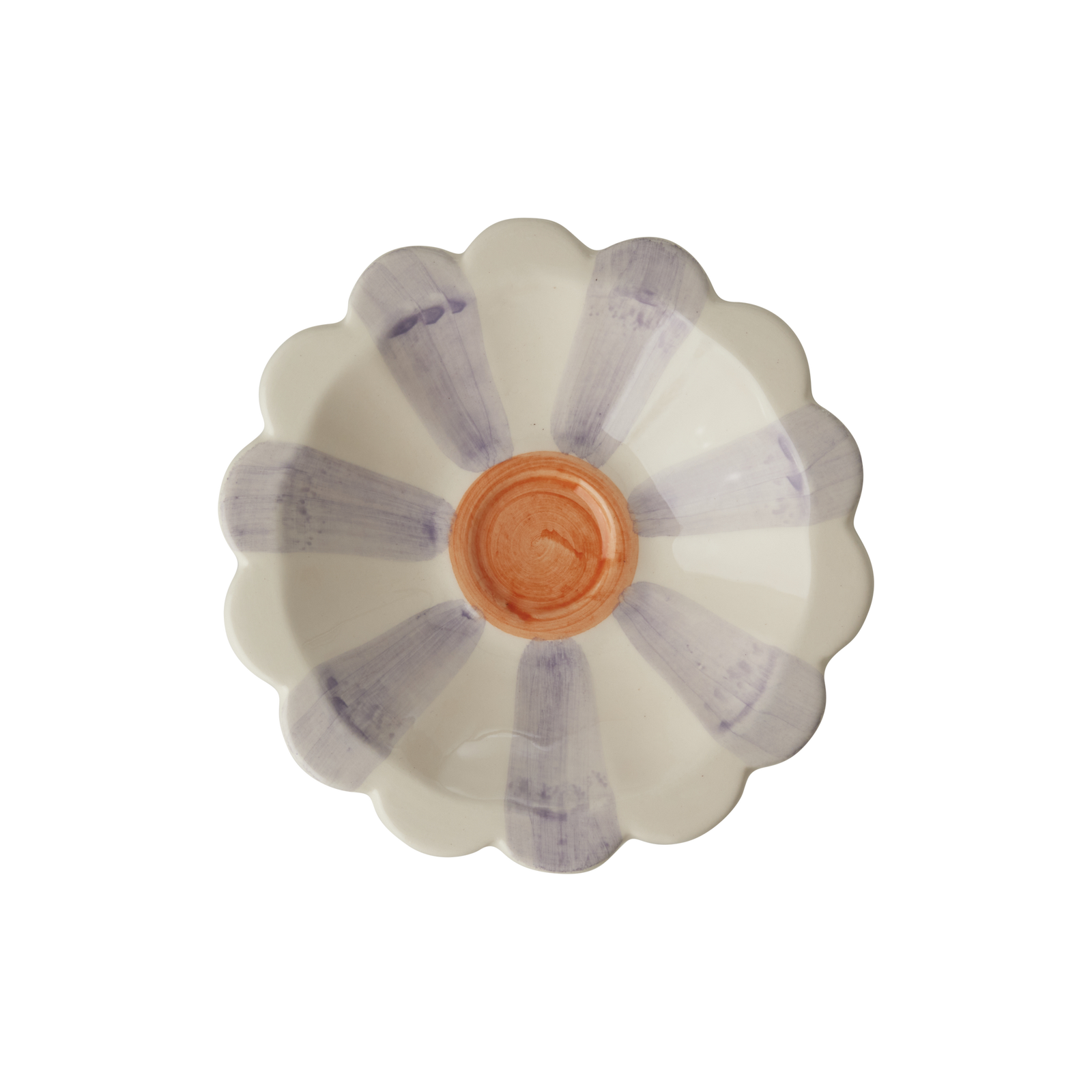 Small ceramic flower bowl in lavender with hand-painted stripes