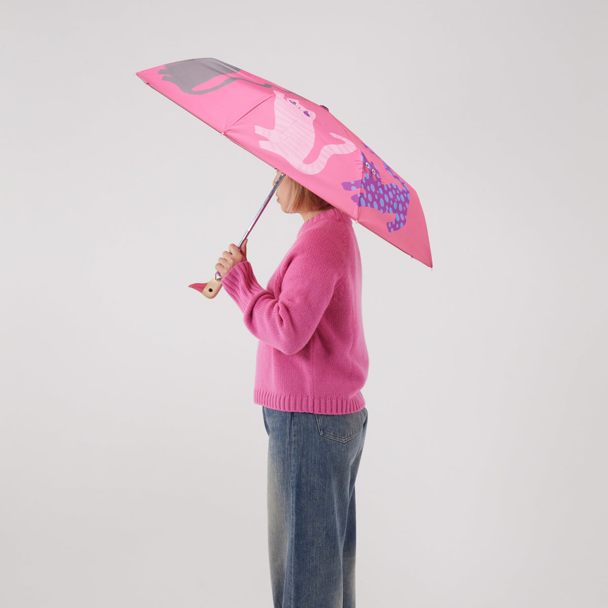 Fuchsia Arty Cats Duck Umbrella
