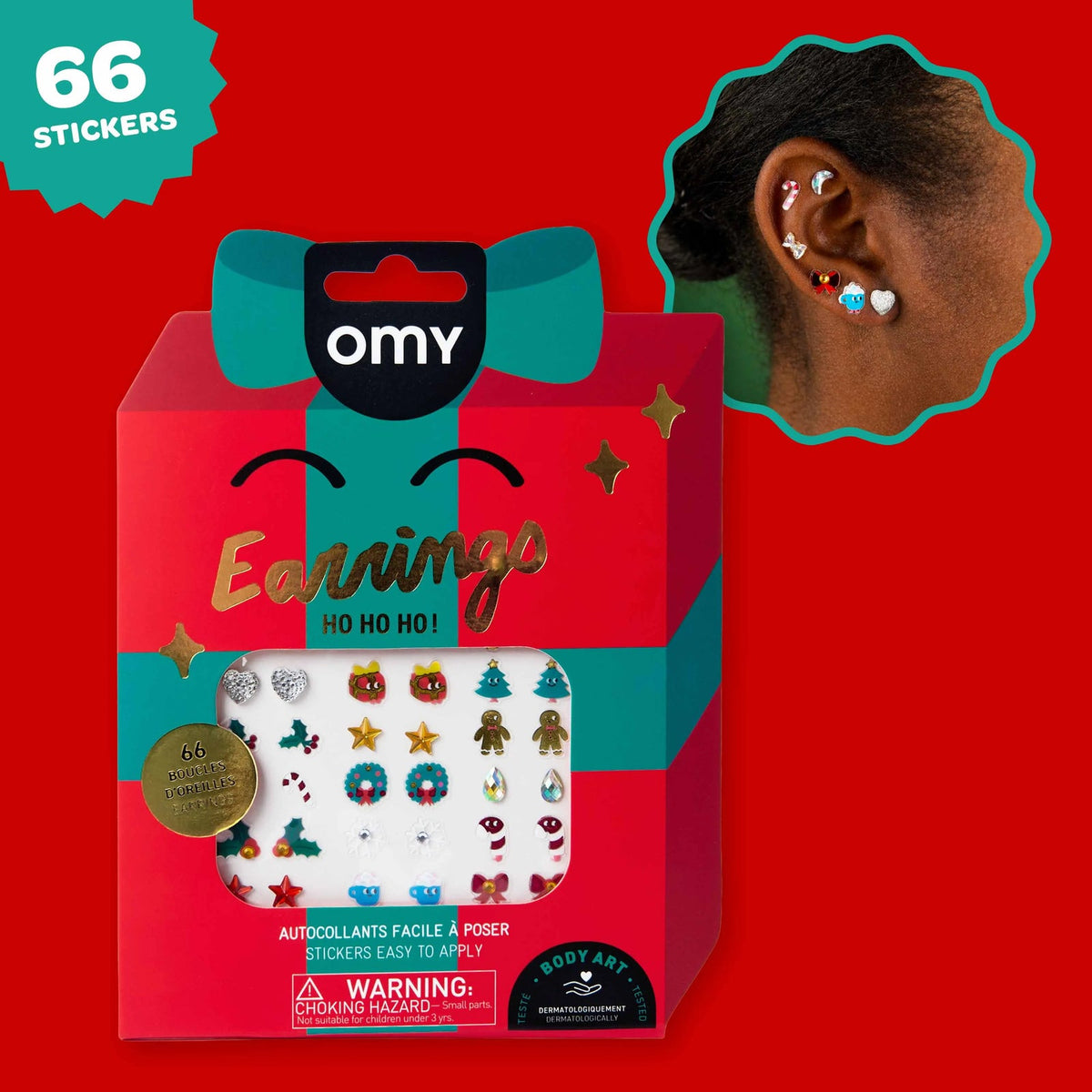 OMY Christmas stick-on earrings