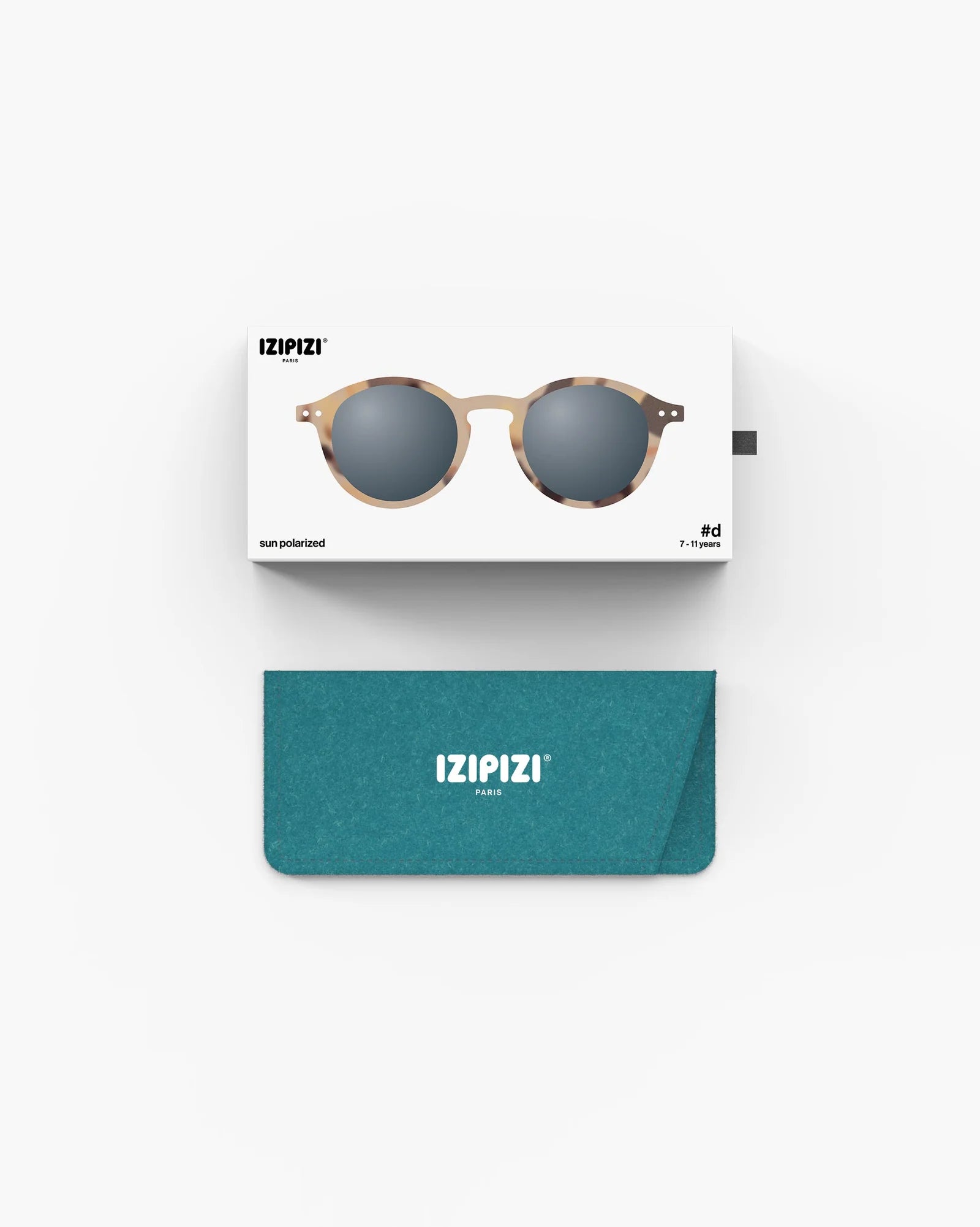 IZIPIZI Junior light tortoise sunglasses ages 7–11 — overhead view