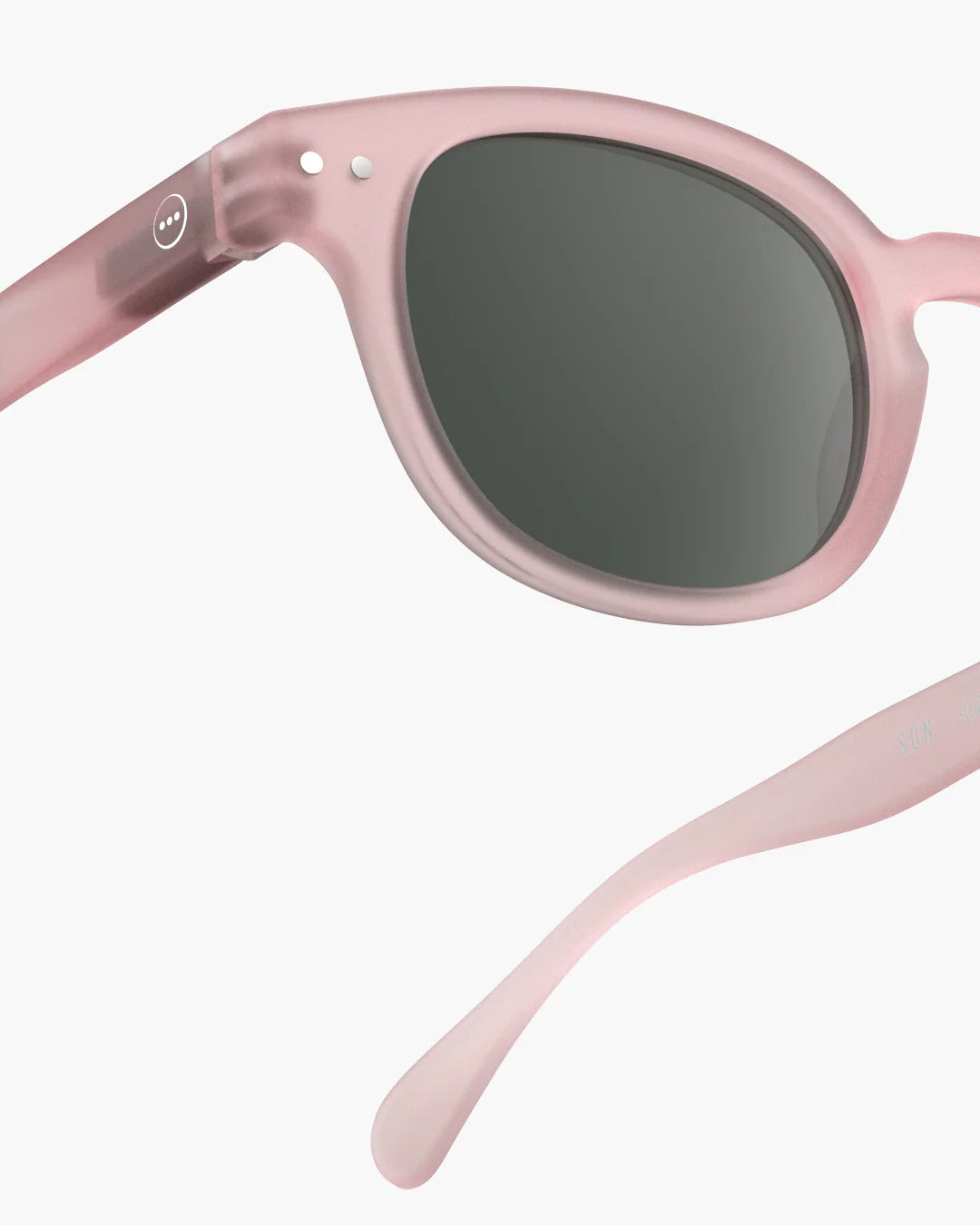 IZIPIZI #C pink sunglasses — three-quarter view