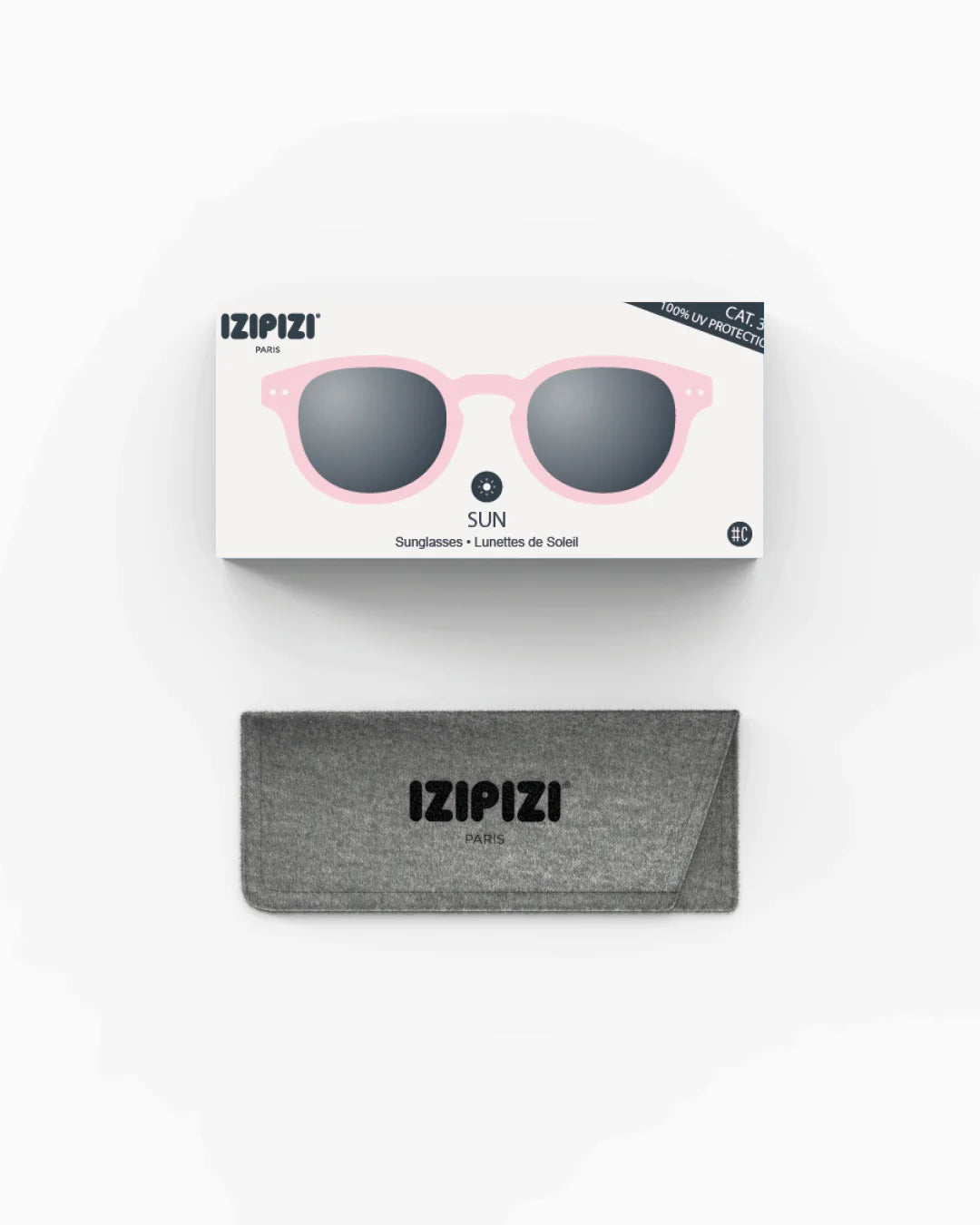 IZIPIZI #C pink sunglasses — overhead view
