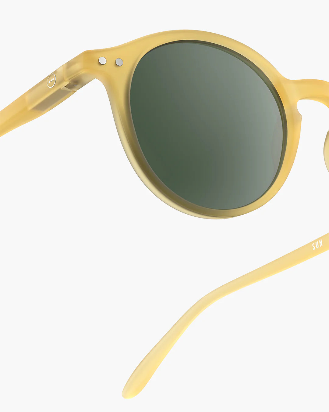 IZIPIZI #D yellow honey sunglasses — three-quarter view