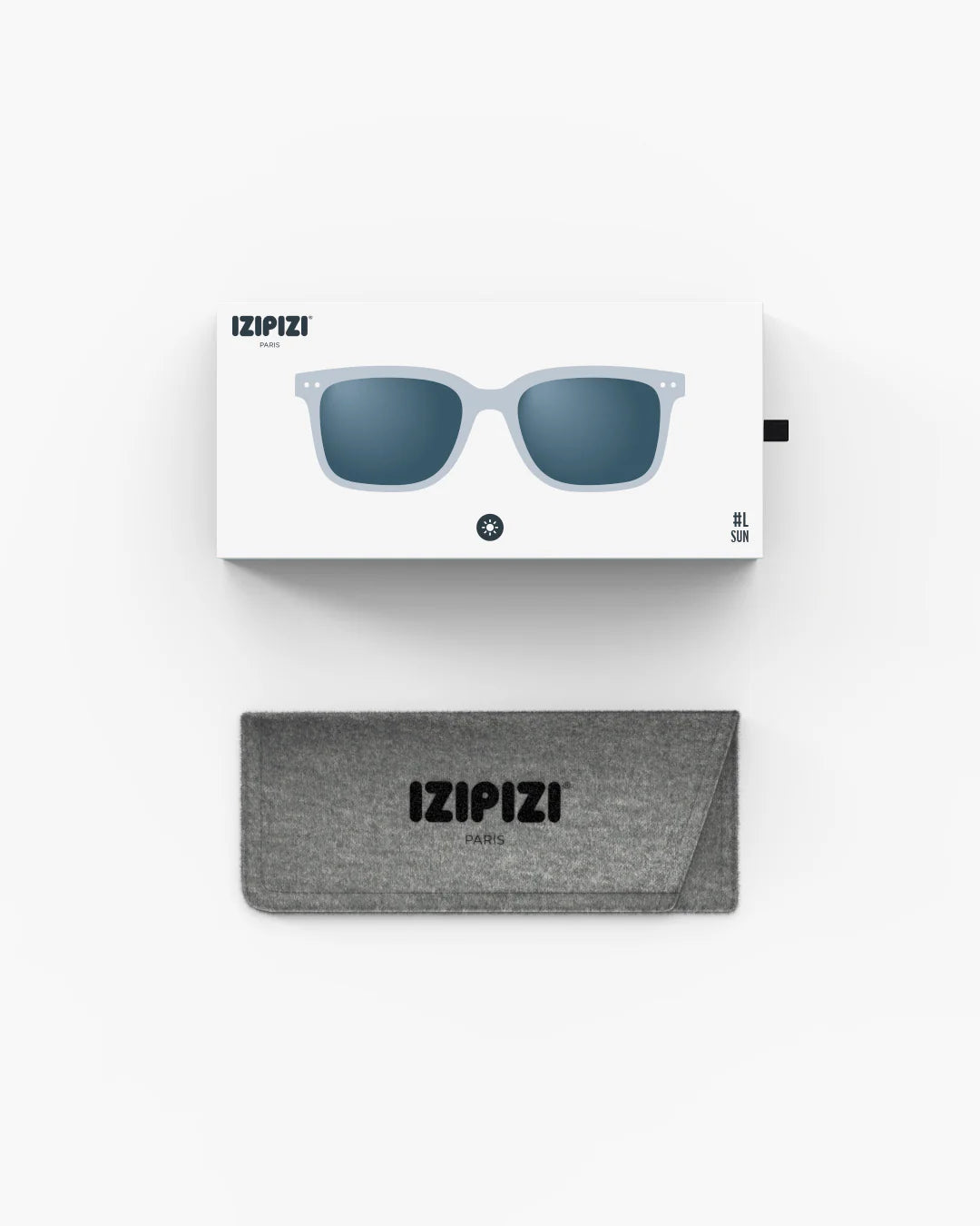 IZIPIZI #L frozen blue sunglasses — overhead view