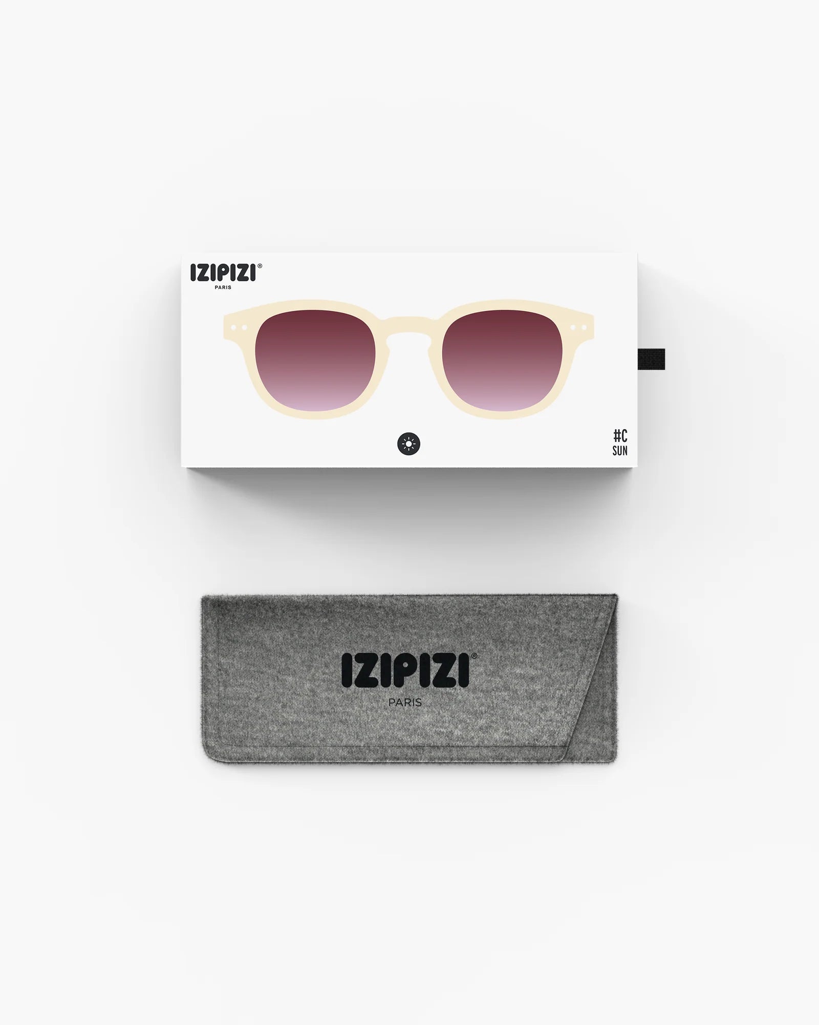 IZIPIZI #C vintage cream sunglasses — overhead view