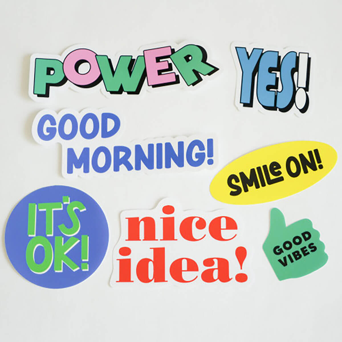 Greeting Life Good Word sticker pack detail – uplifting text illustrations