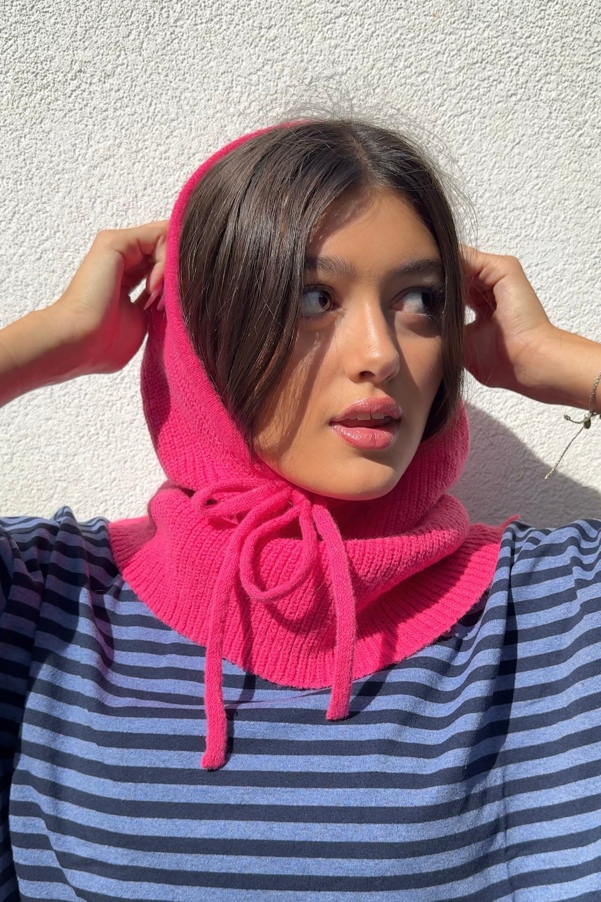 Rikke cashmere blend balaclava in fuchsia pink