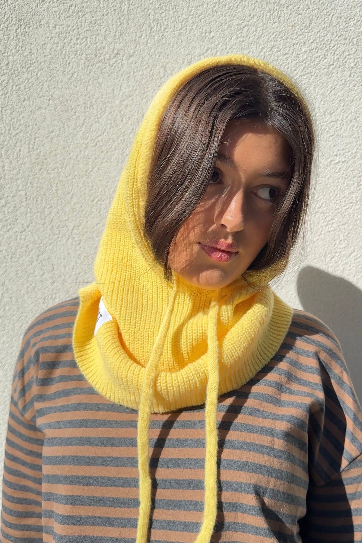 Rikke cashmere blend balaclava in butter yellow