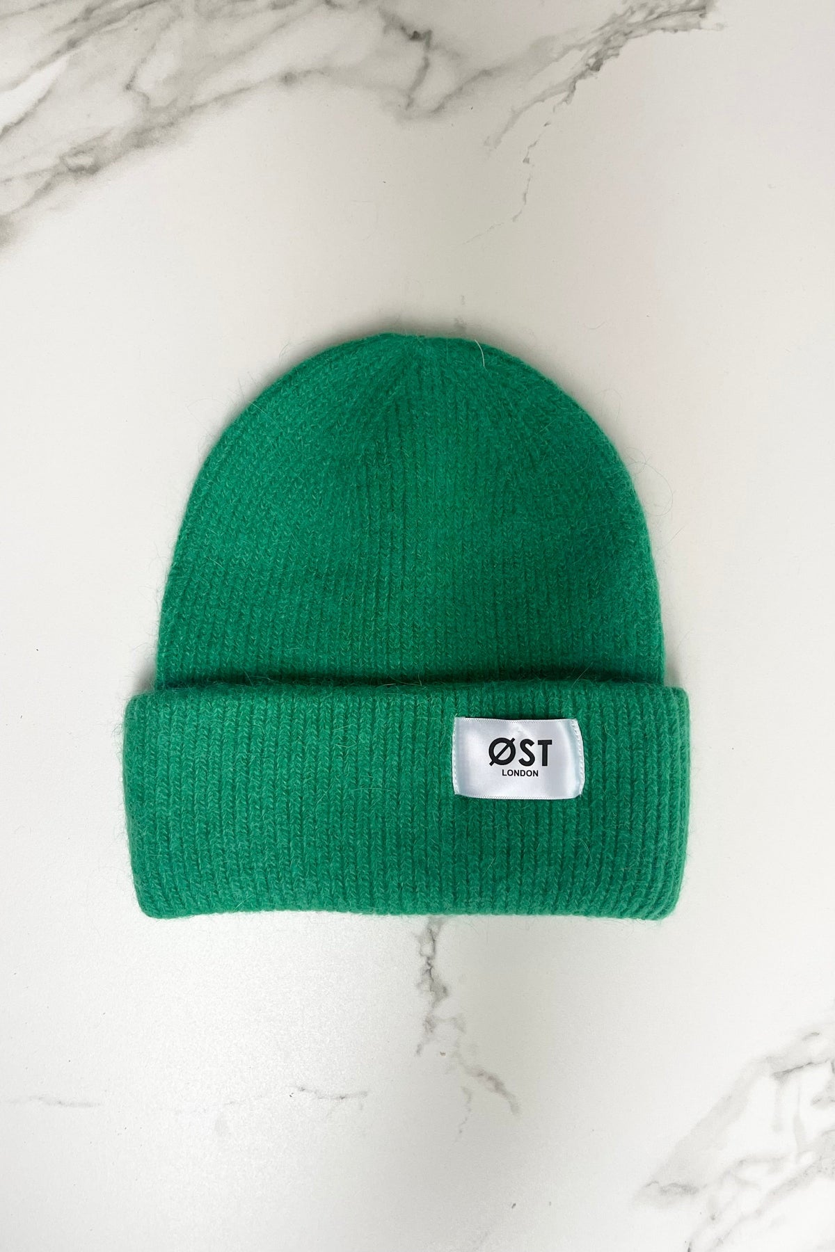 Clara angora blend beanie in apple green