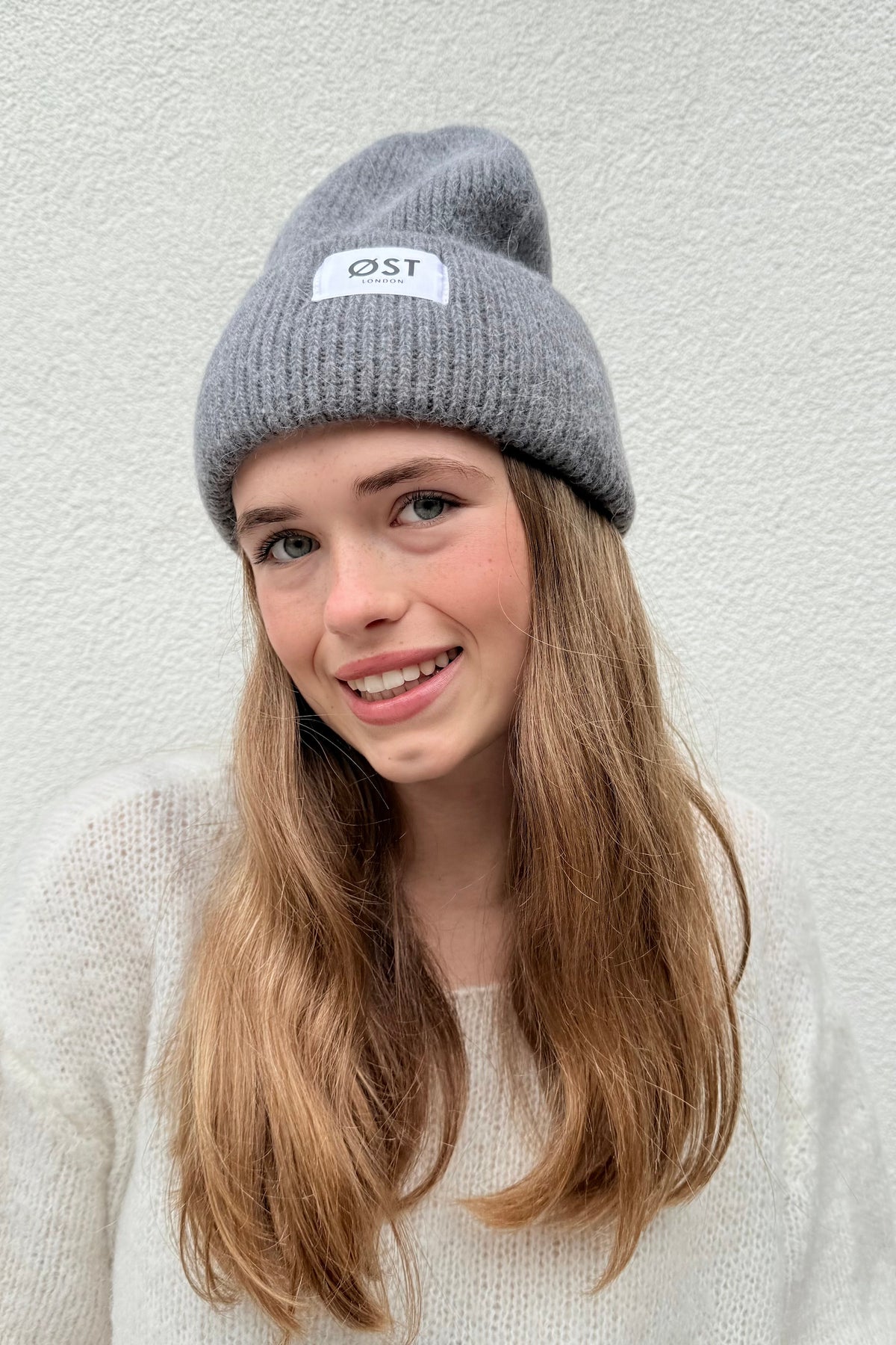 Clara angora blend beanie in dark grey