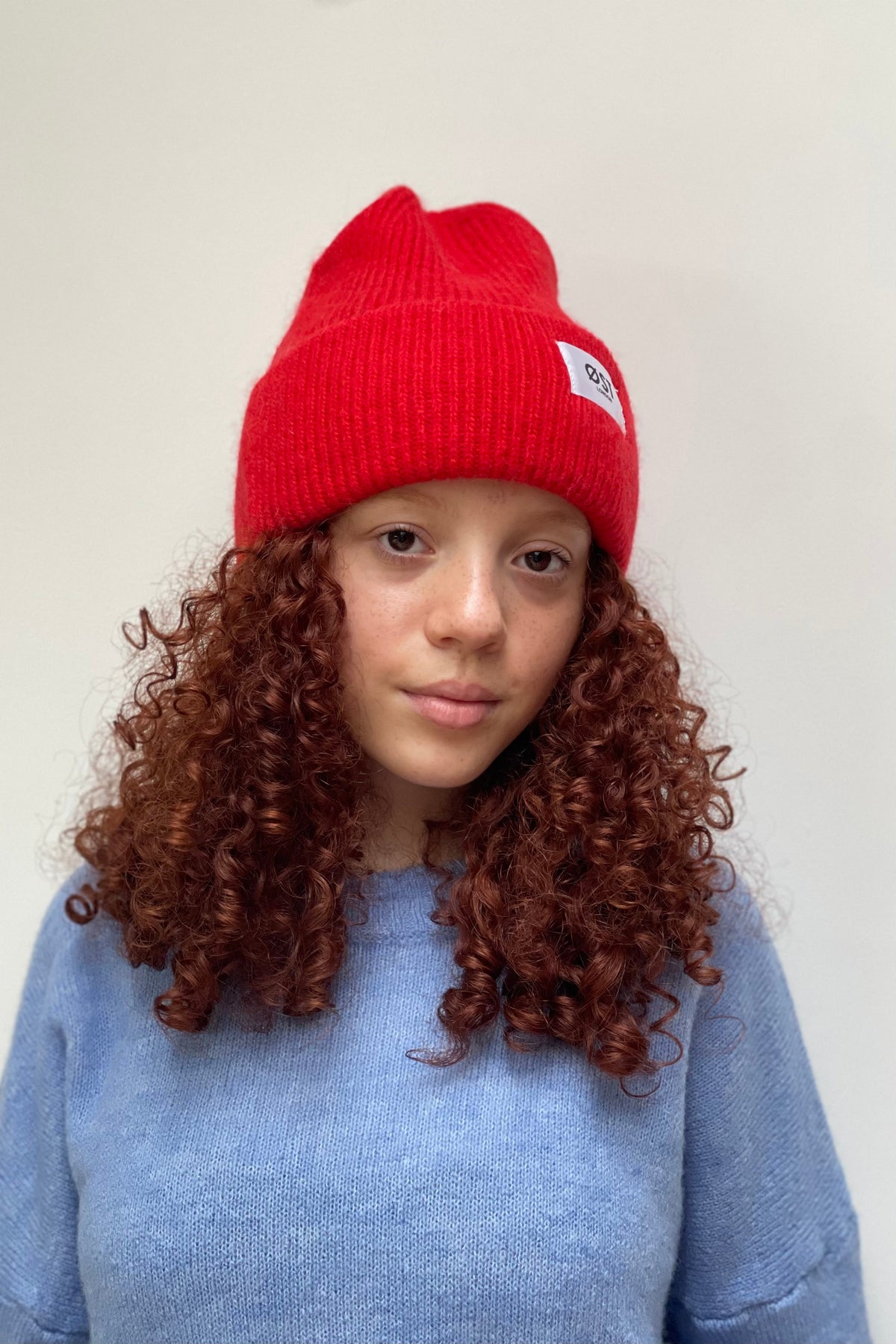 Clara angora blend beanie in red