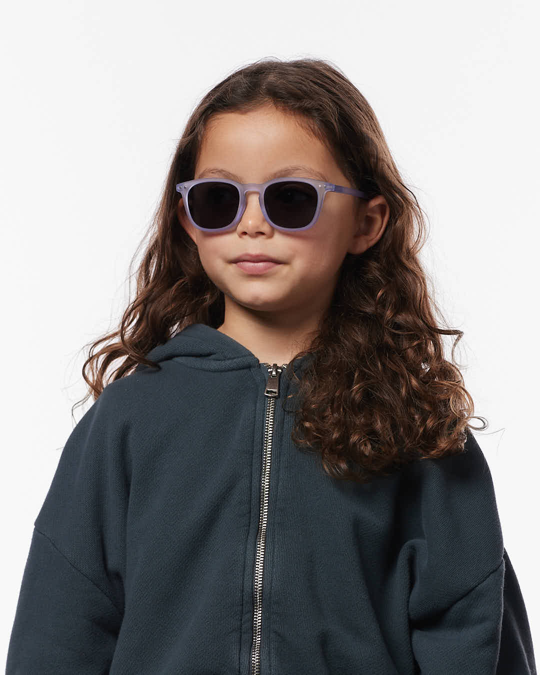 IZIPIZI Kids lavender sunglasses ages 5–7 — child wearing front