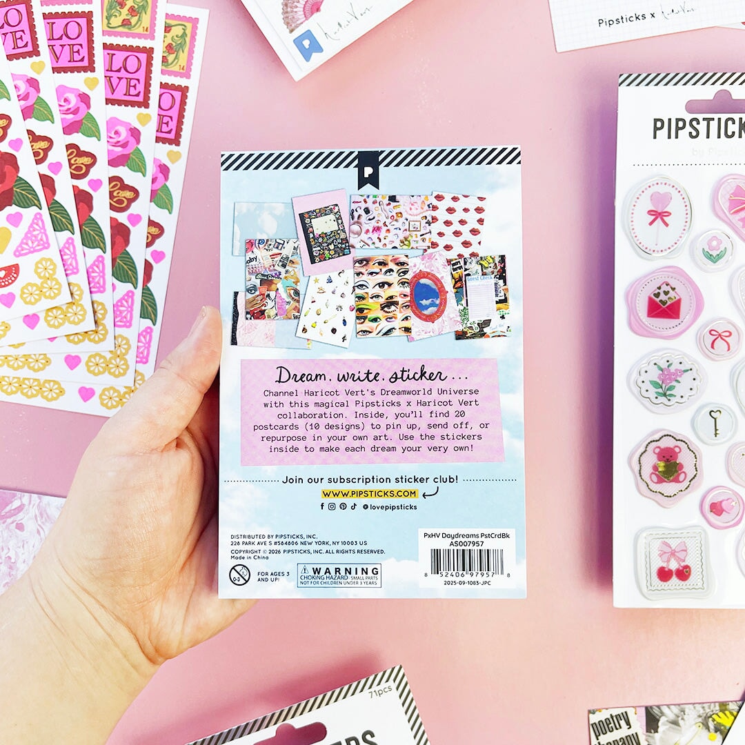 Pipsticks x Haricot Vert postcard book lifestyle shot