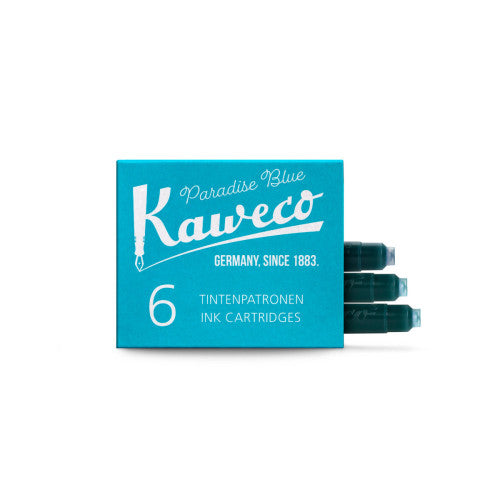 Kaweco Paradise Blue ink cartridges, pack of 6, open pack detail