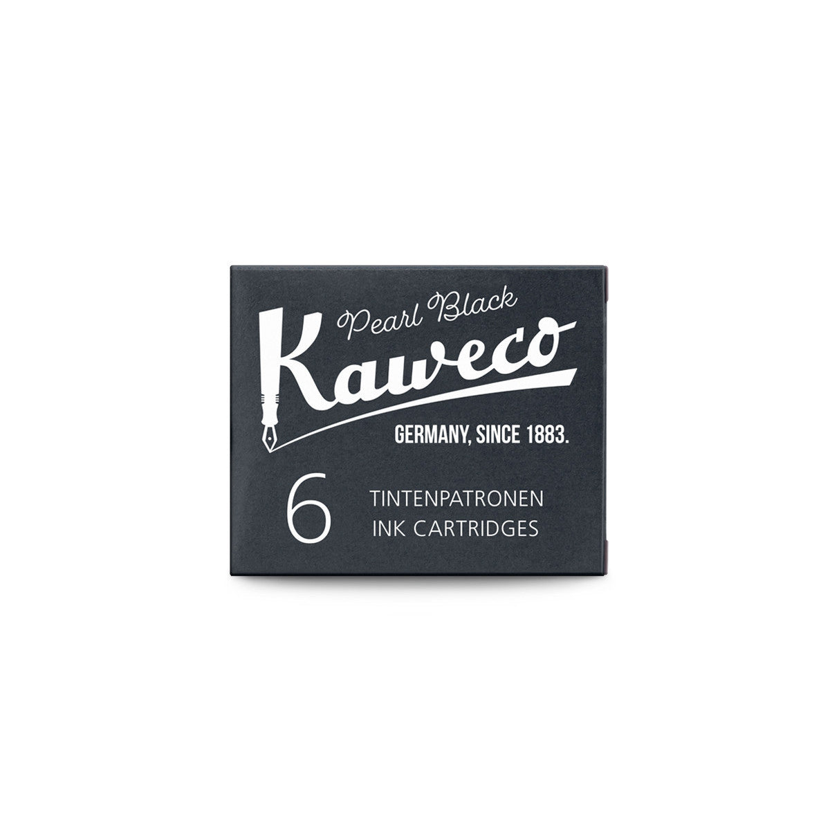 Kaweco Pearl Black ink cartridges, pack of 6, open pack detail