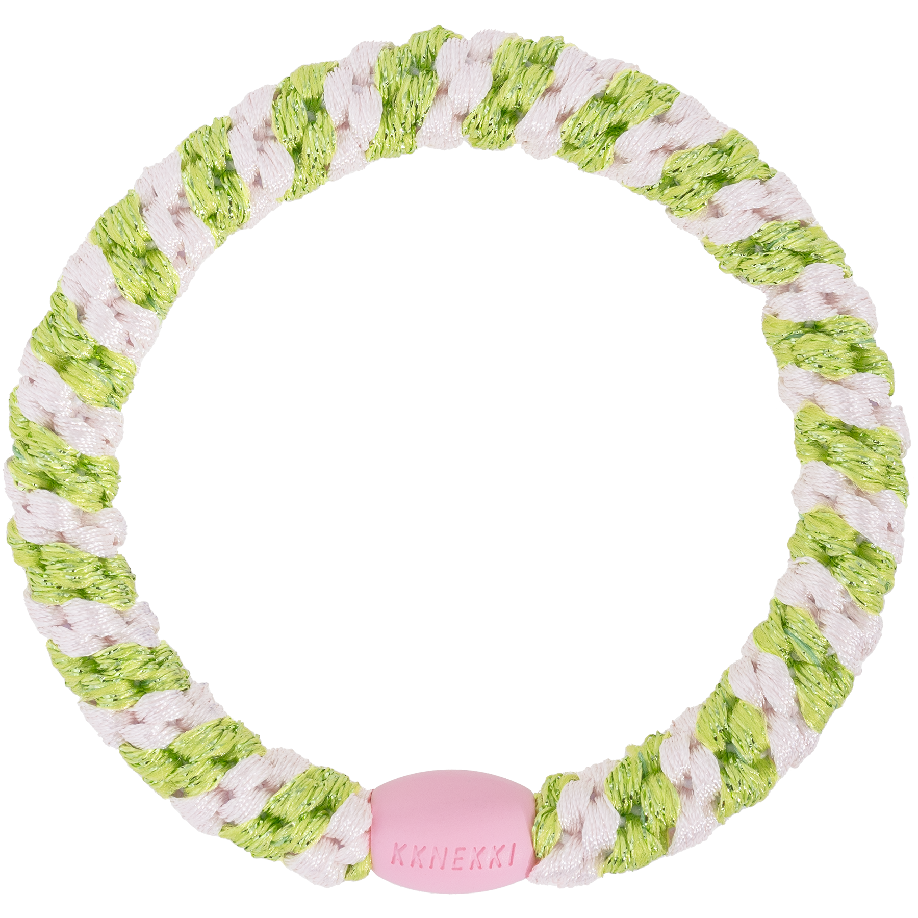 KKNEKKI Ballet Pink Lime Glitter Stripe Hair Bobble