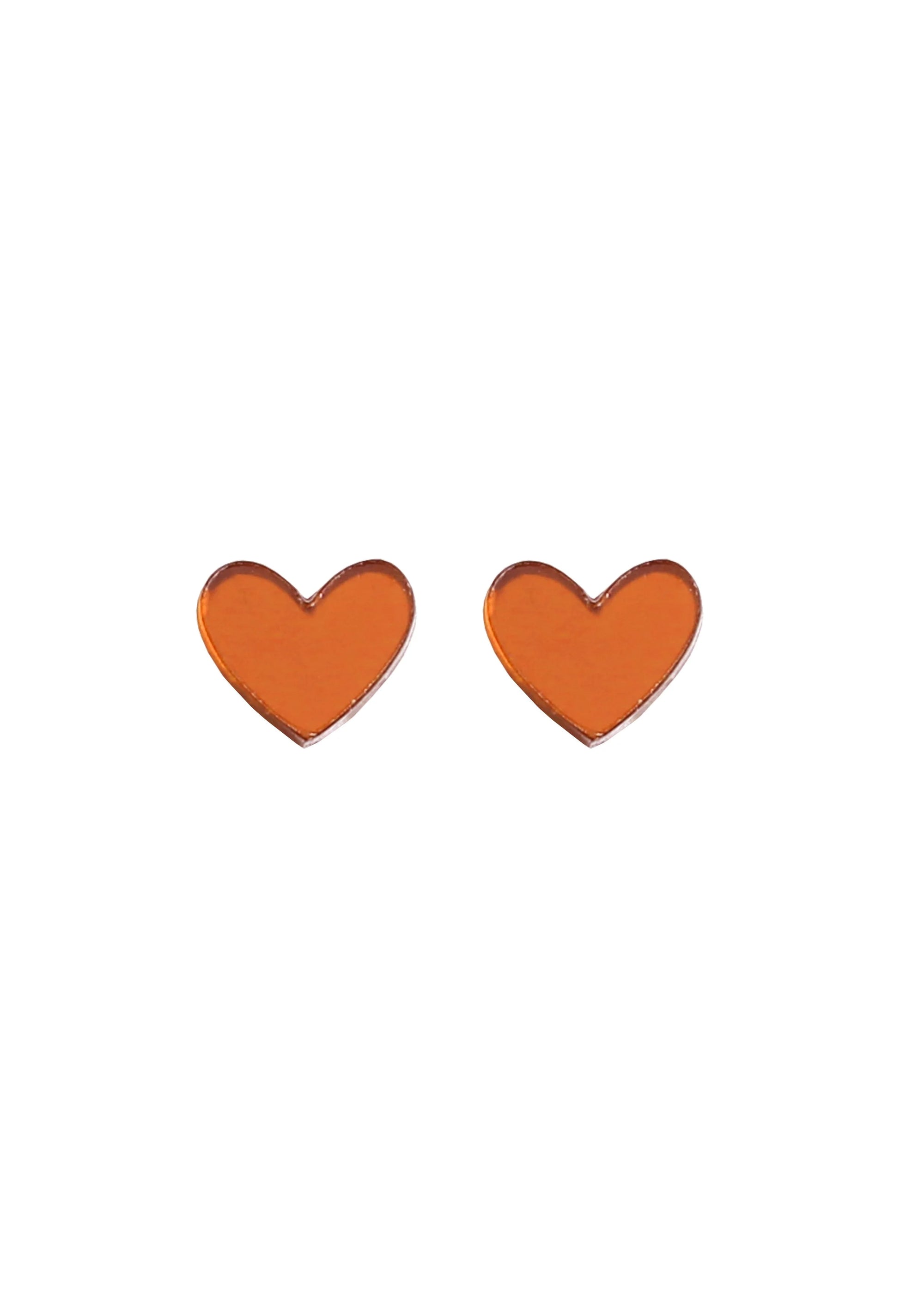 Mini Heart Studs - Orange Mirror