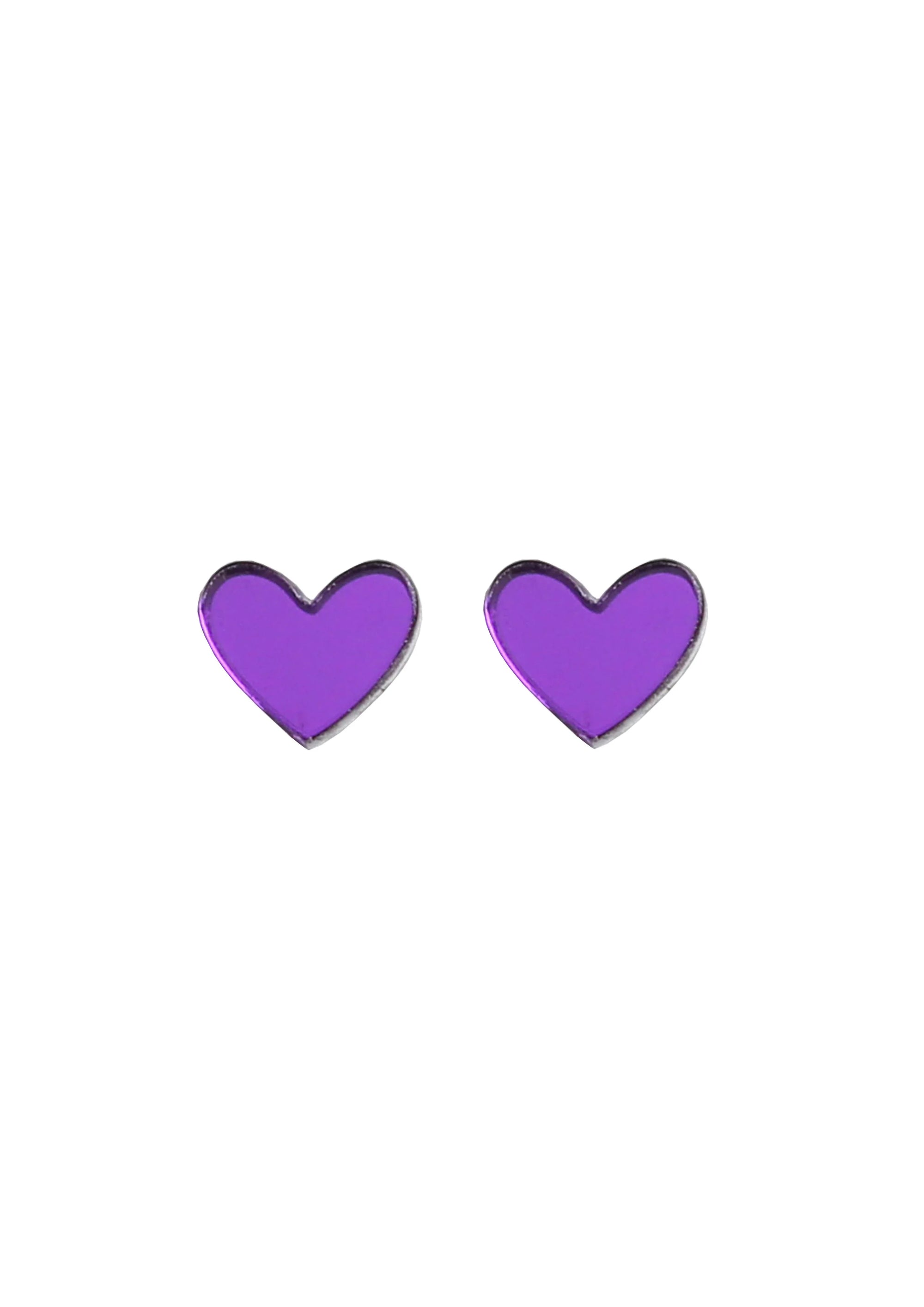 Mini Heart Studs - Purple Mirror