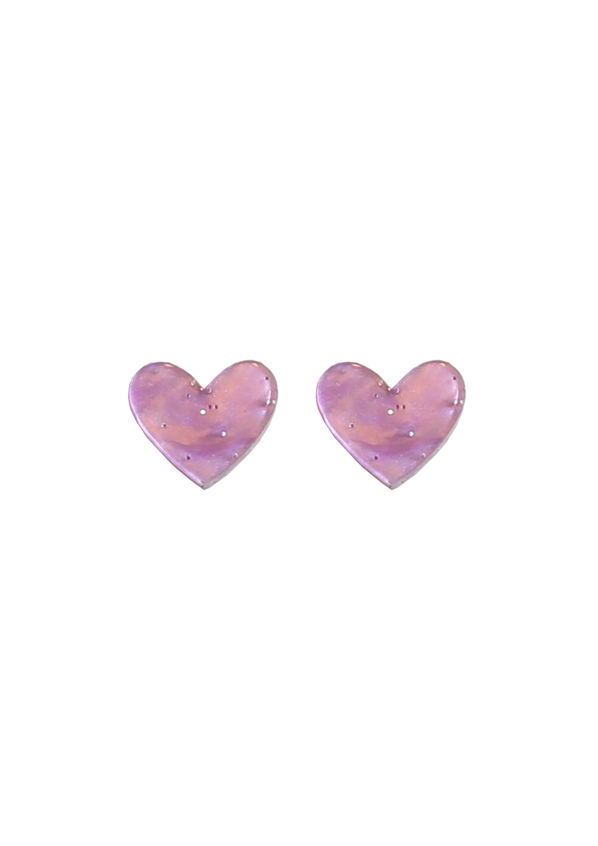 Mini Heart Studs - Purple Pearl