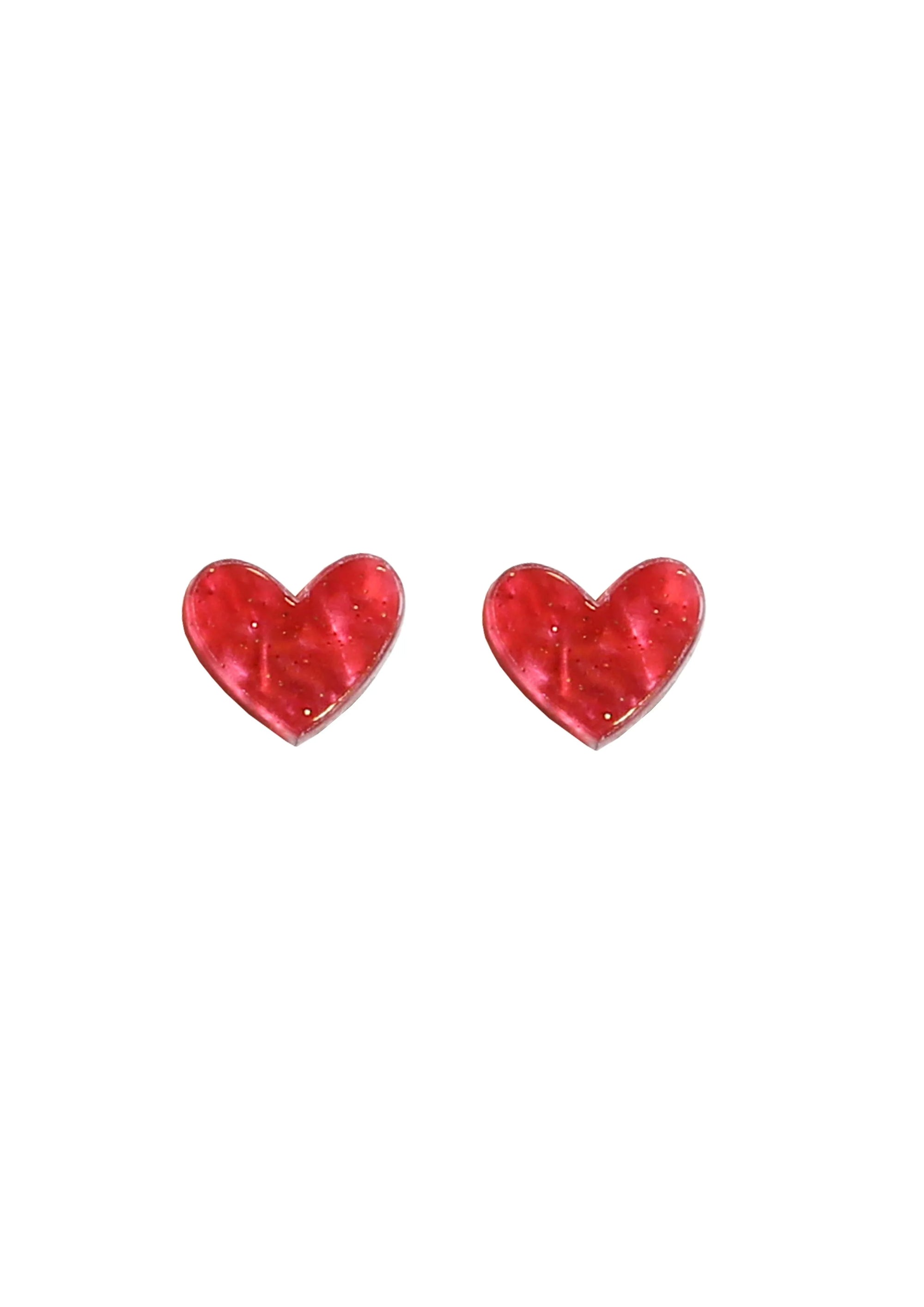 Mini Heart Studs - Red Pearl