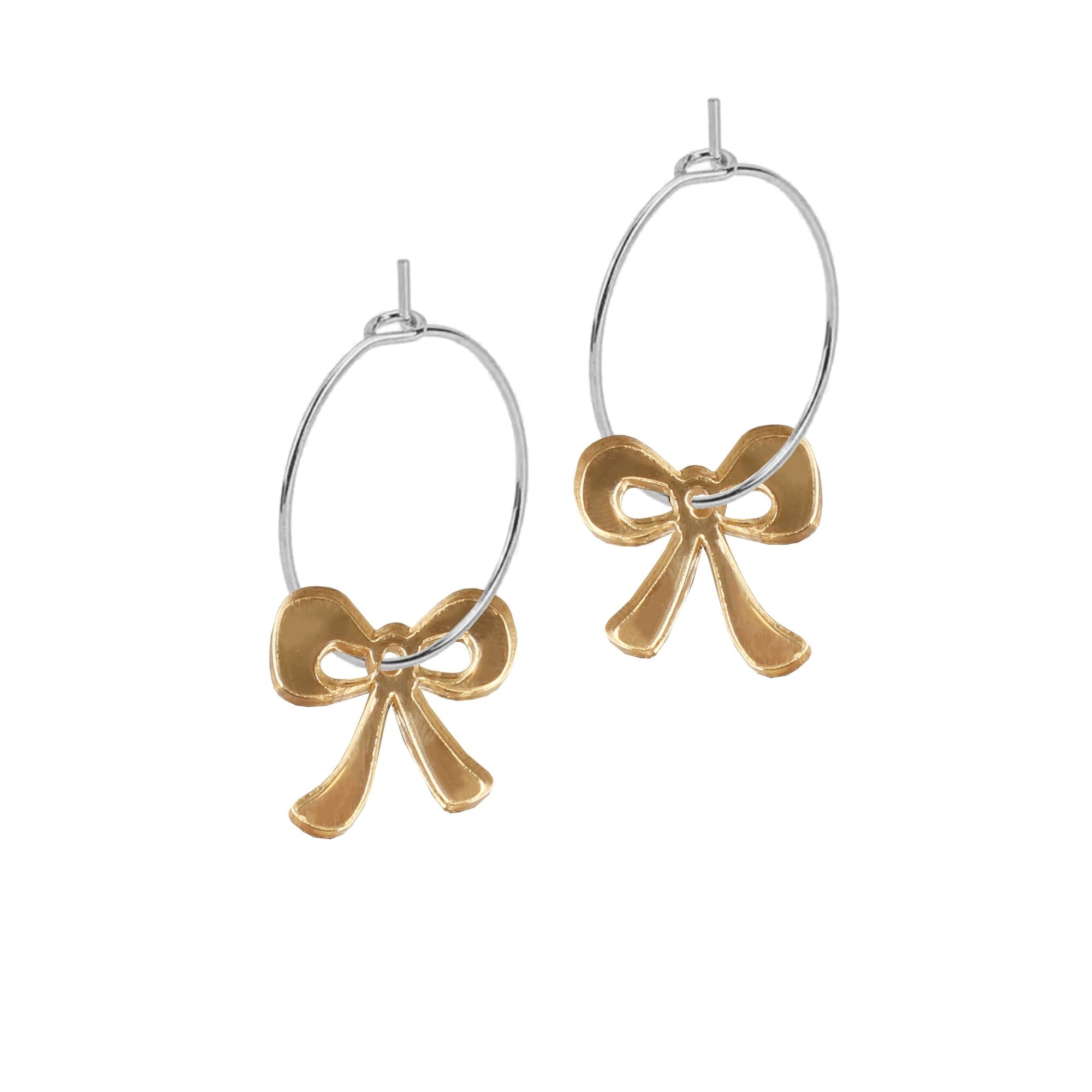 Mini Hoop Charms - Bow Gold Mirror