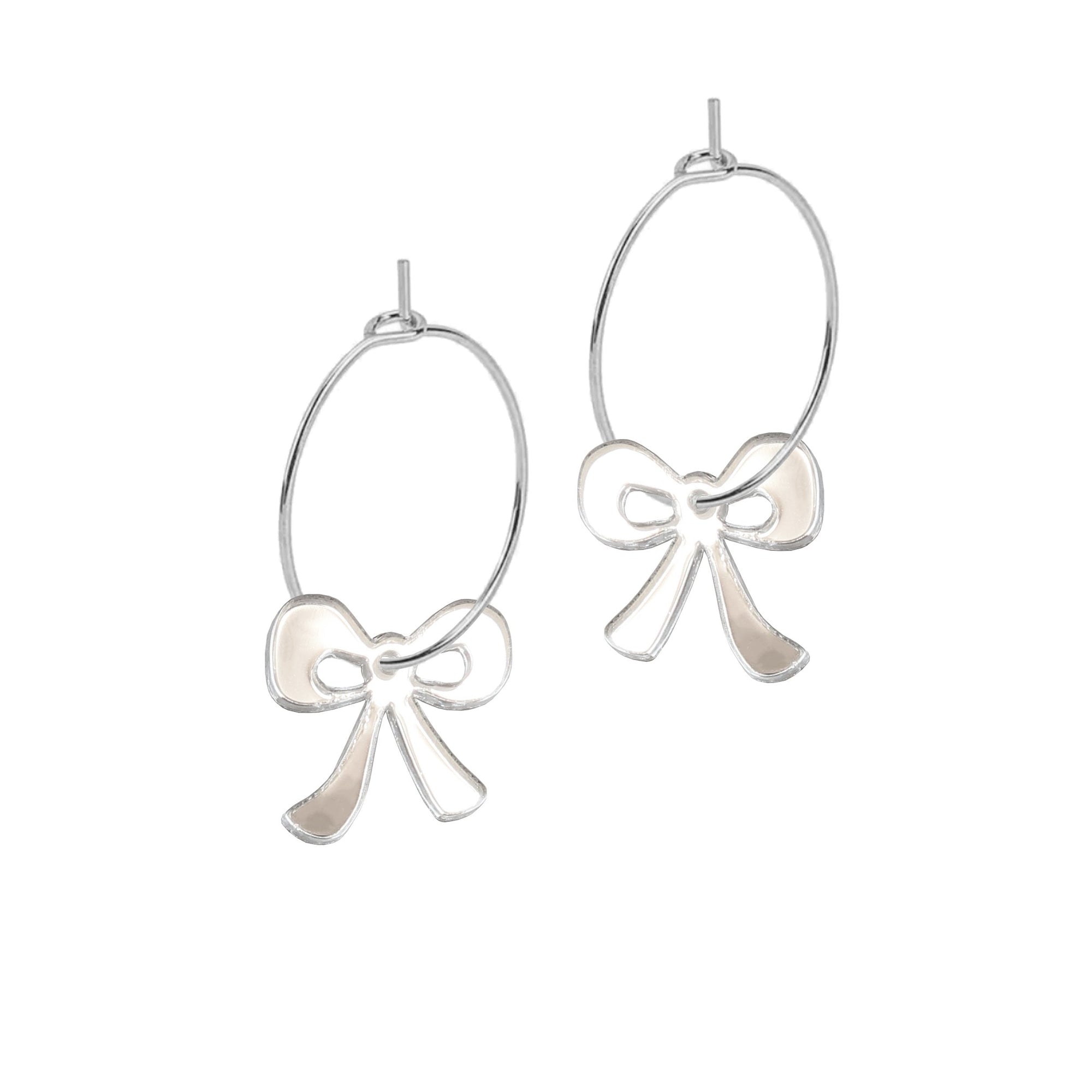 Mini Hoop Charms - Bow Silver